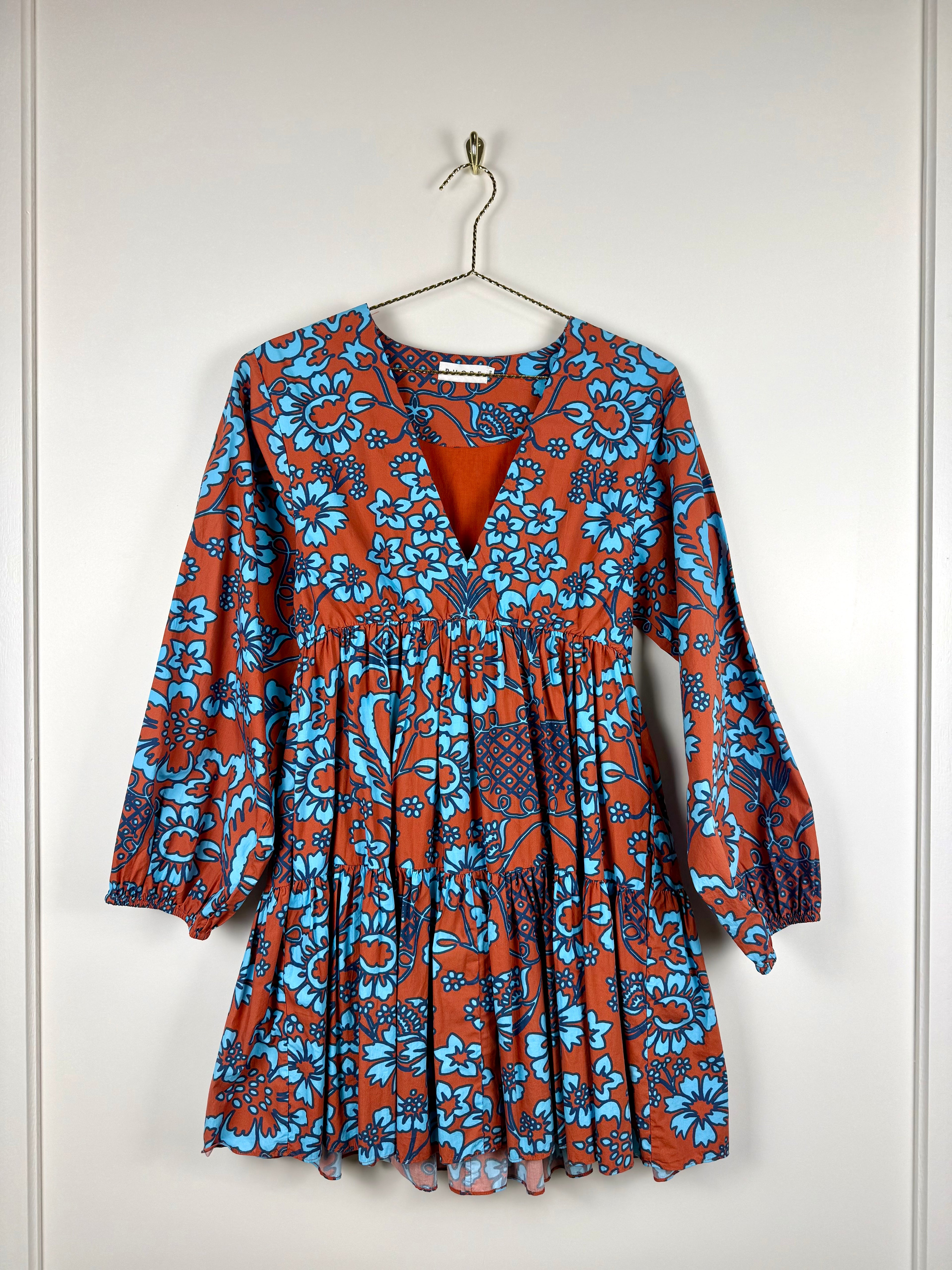 Rhode Dress Terracotta Light Blue Sz. XS
