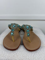 Mystique Sandalen mit Kristallverzierung – Türkis – Gr. 37 EU (US 6)