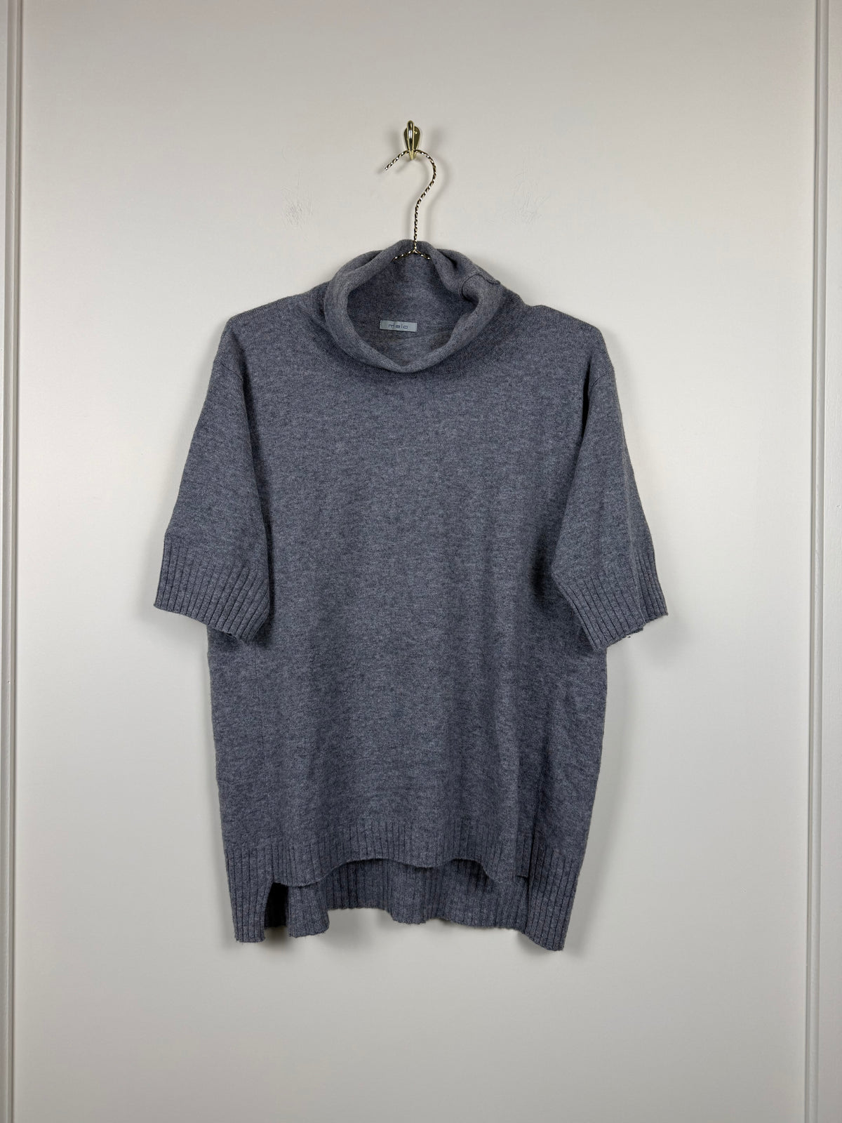 Malo Kurzarm-Rollkragenpullover – Grau – Gr. L