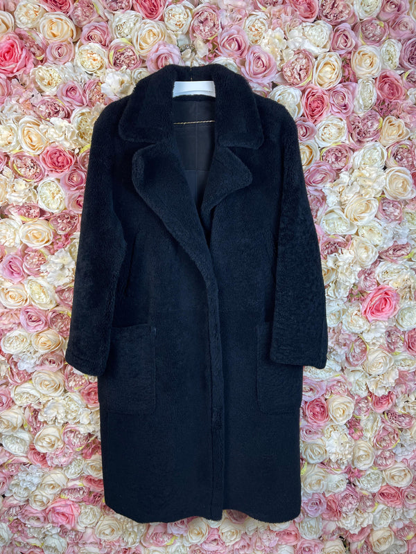 Yves Salomon Lambskin Coat Black & Brown Sz. L