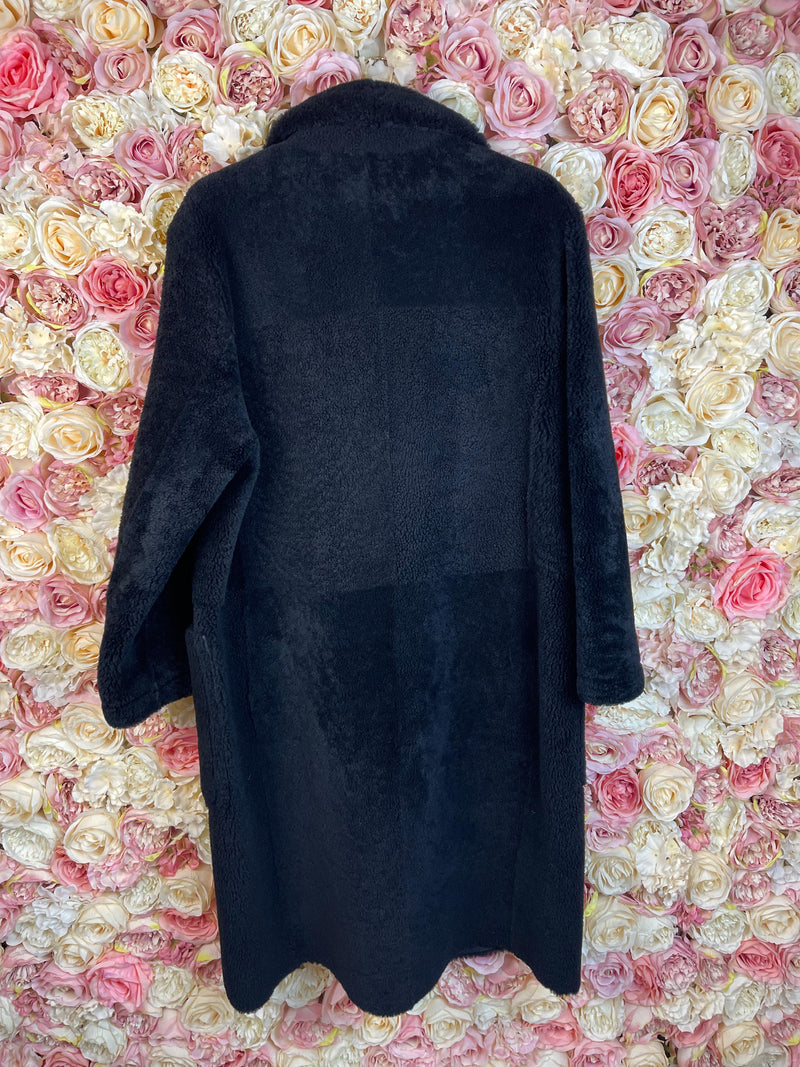 Yves Salomon Lambskin Coat Black & Brown Sz. L