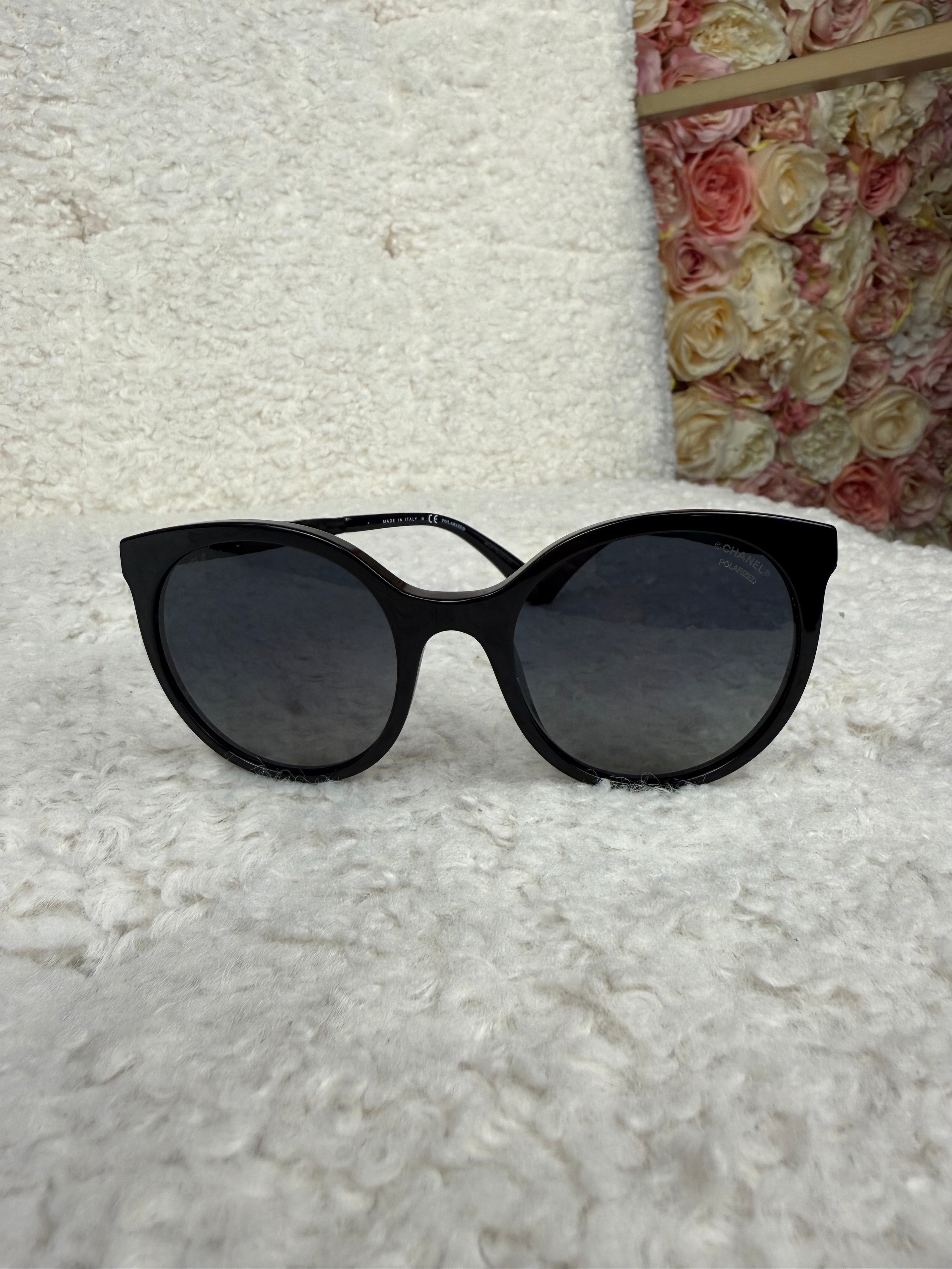 Chanel Sunglasses Metal on Side Black