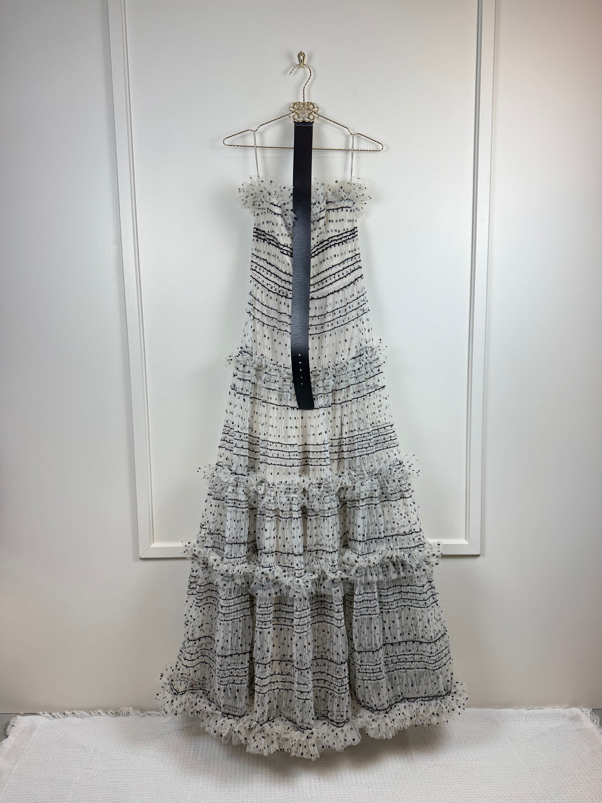 Elie Saab Resort 22 Belted Dress – White/Black – Size 36 DE (38 FR)