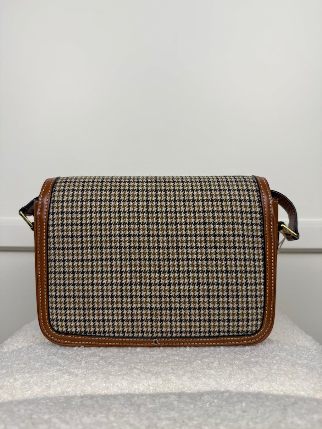 Celine Houndstooth Crossbody Bag Brown Multi