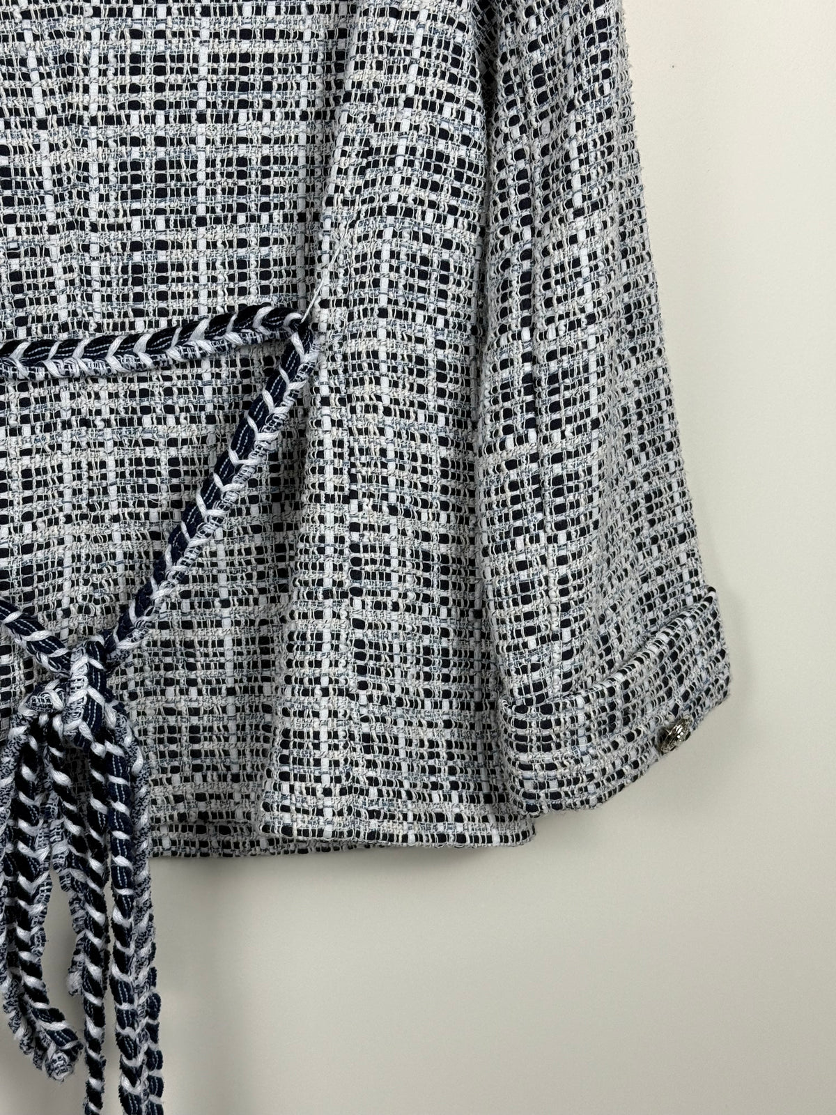 Maje Tweed-Jäcklein – Blau/Weiss – Gr. 32 DE (34 FR)