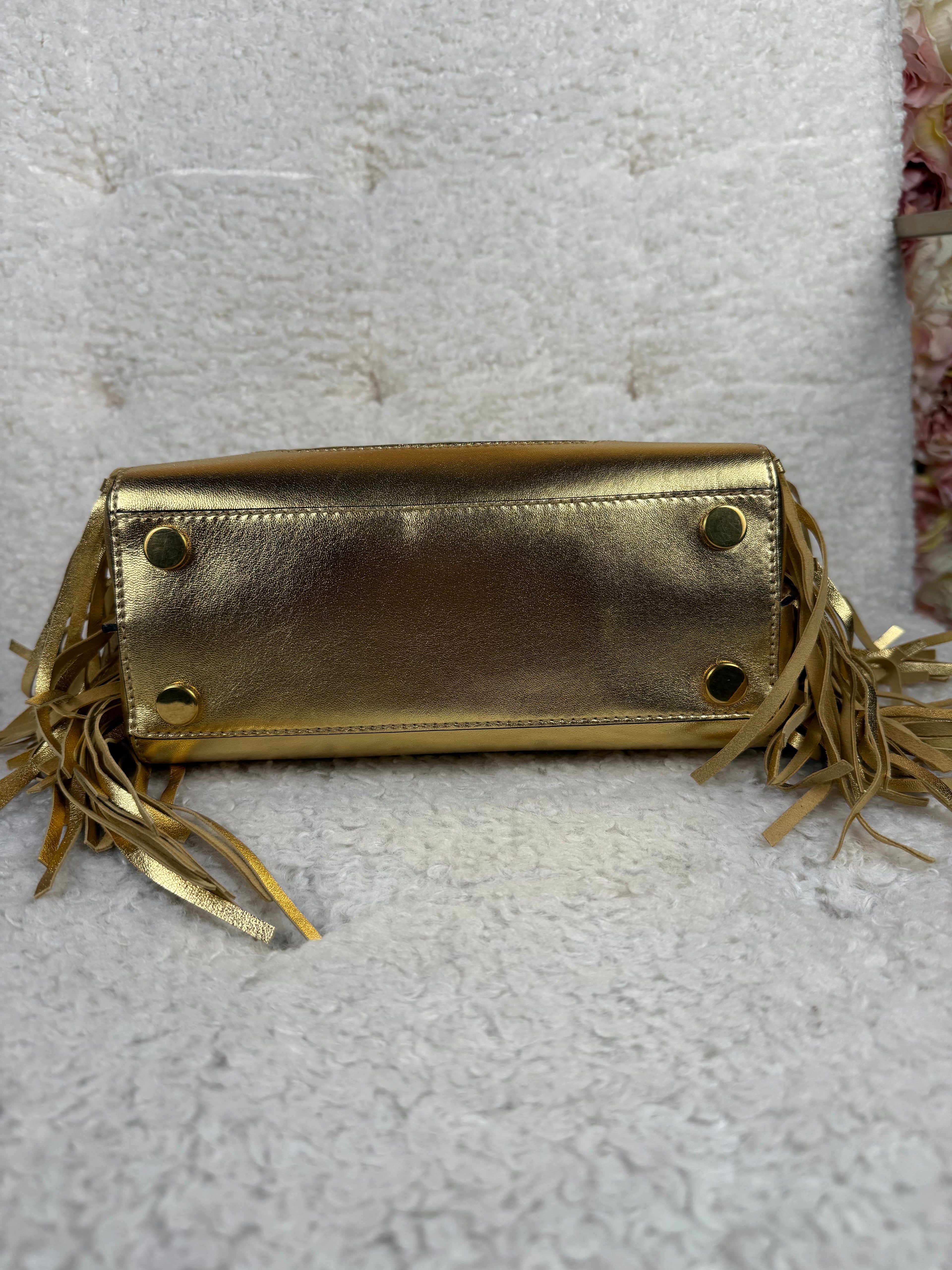 Balmain B-Buss Fringe Bag Gold