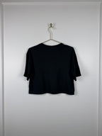 Sandro Crop T-Shirt mit Schriftzug – Schwarz/Gelb – Gr. S (1)