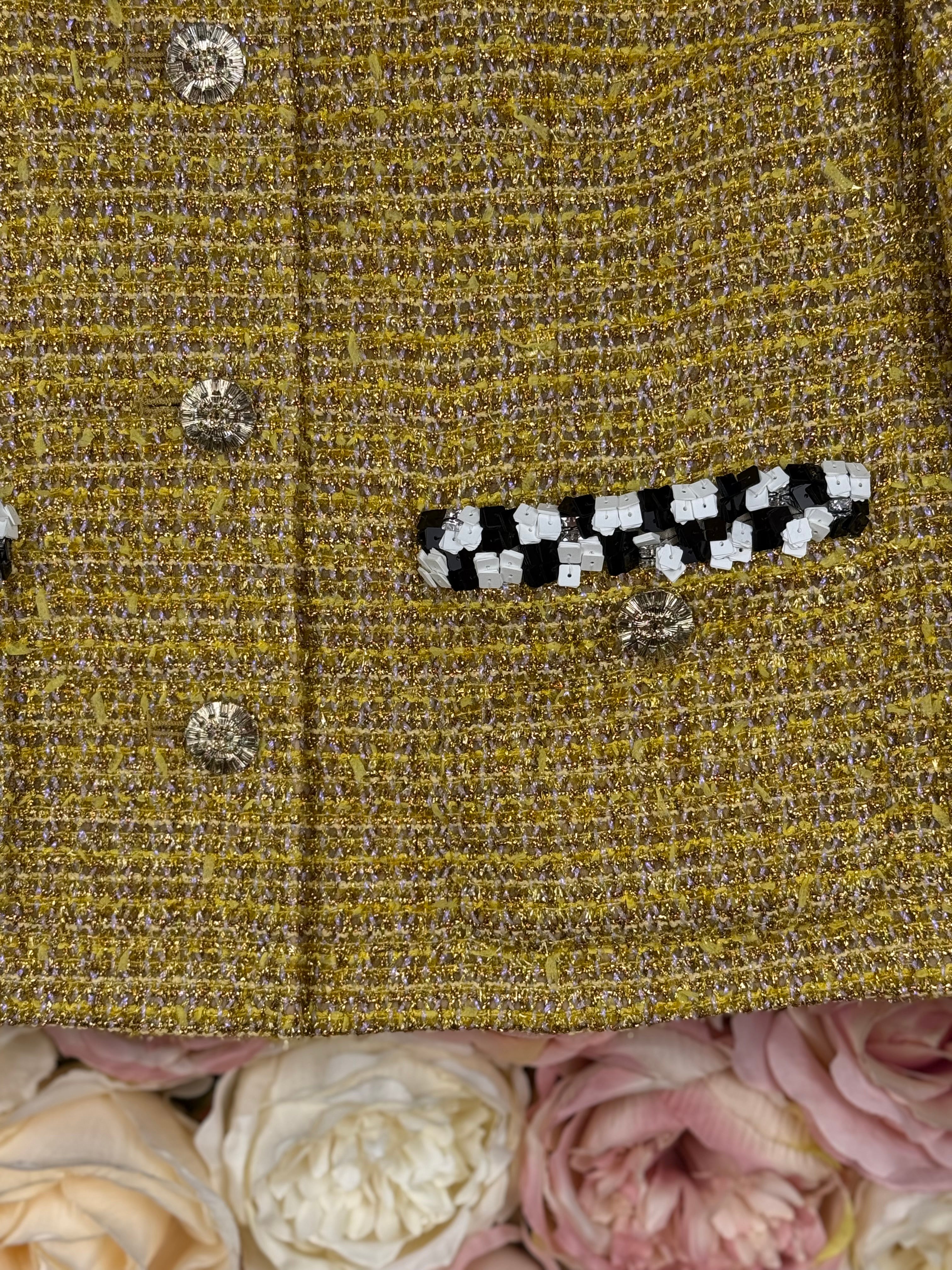 Chanel 2023 Tweed Jacket Gold Yellow Sz. 34 DE (36 FR)