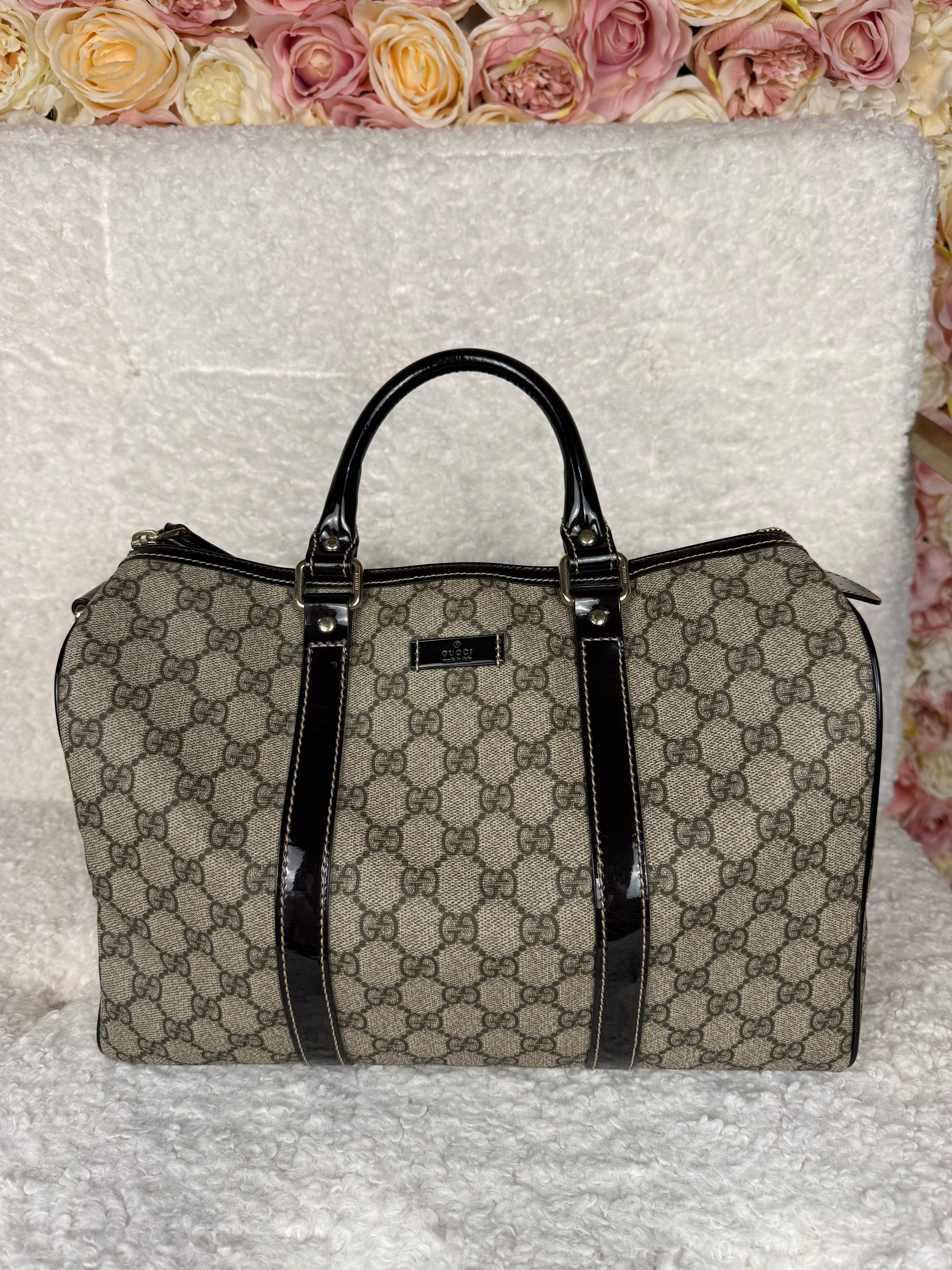 Gucci Boston Joy Monogram Bag Beige Brown