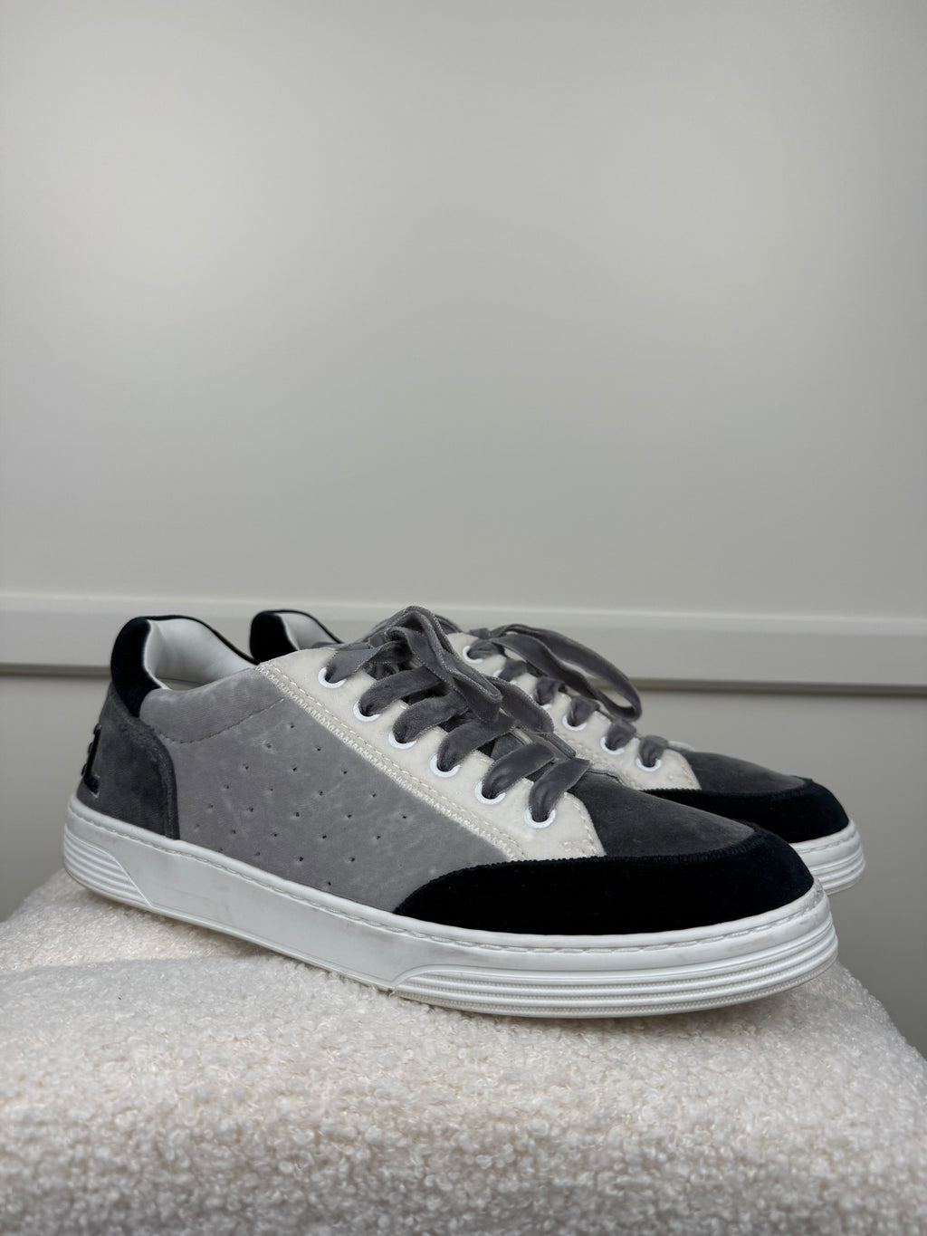 Chanel Velvet Sneakers Black Grey White Sz. 40 EU