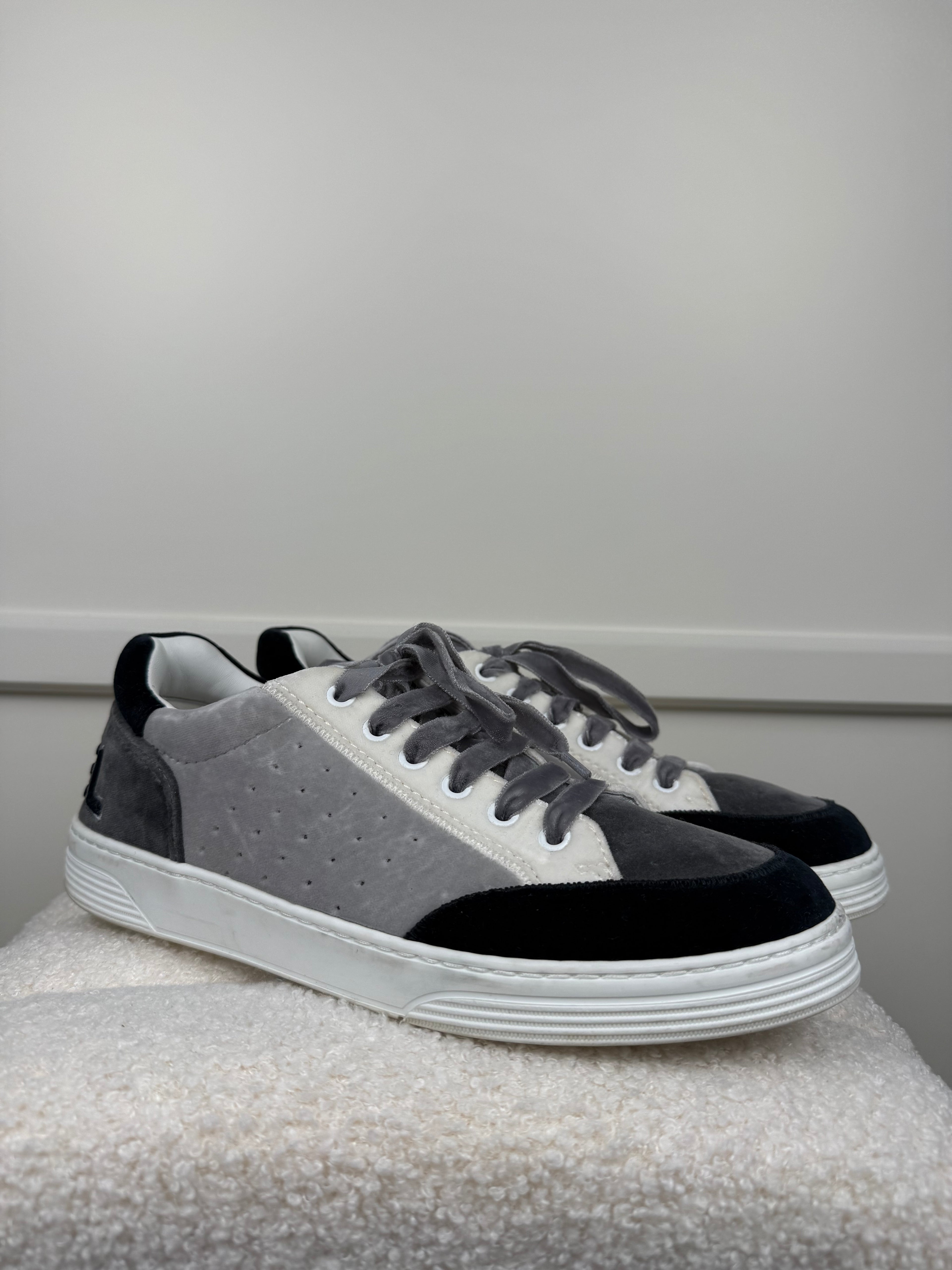 Chanel Velvet Sneakers Black Grey White Sz. 40 EU