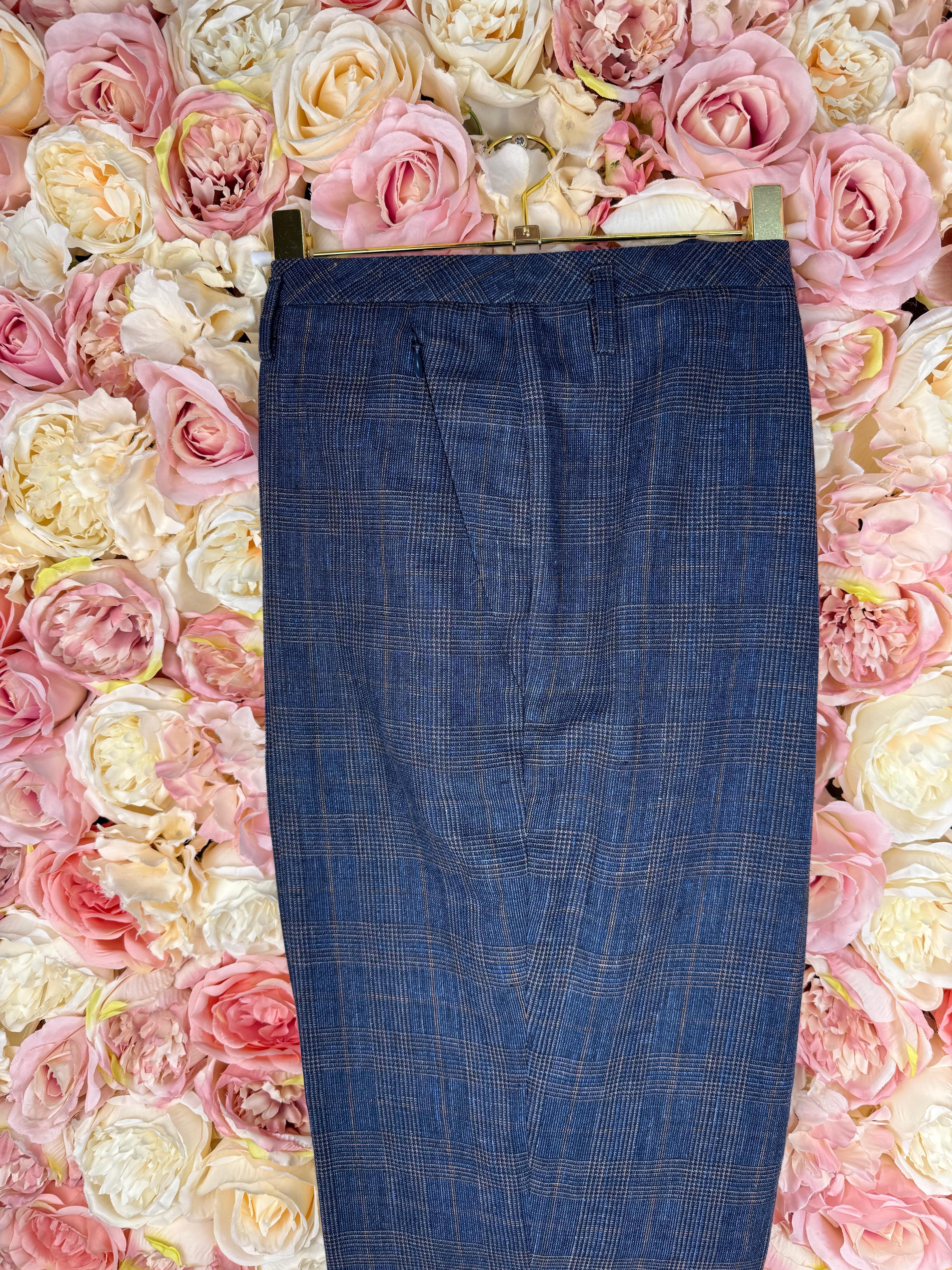Akris Blue Check Classic Pants