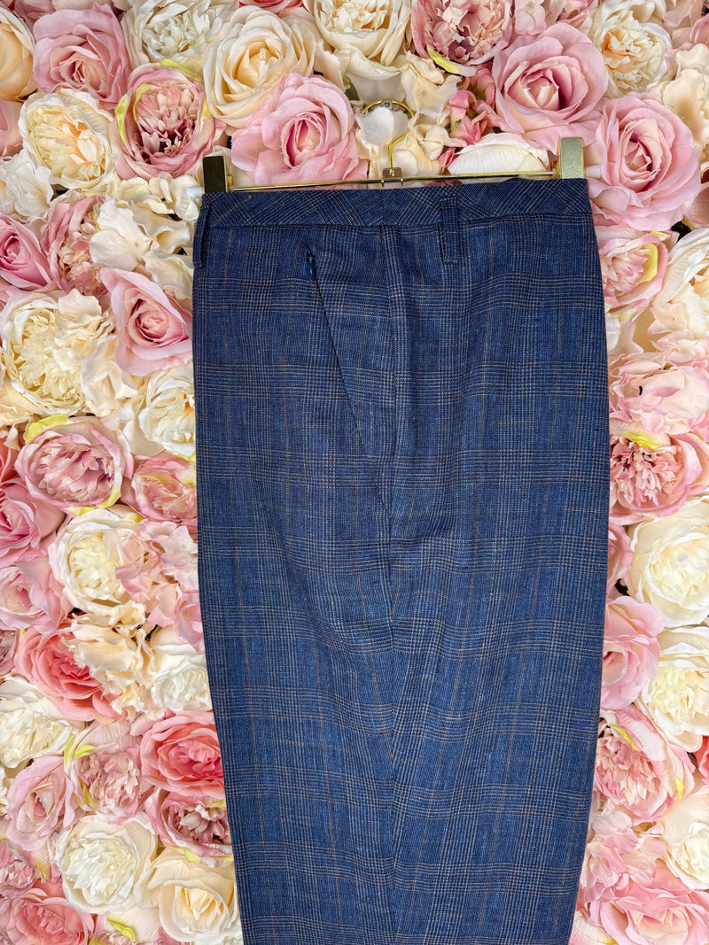 Akris Blue Check Classic Pants
