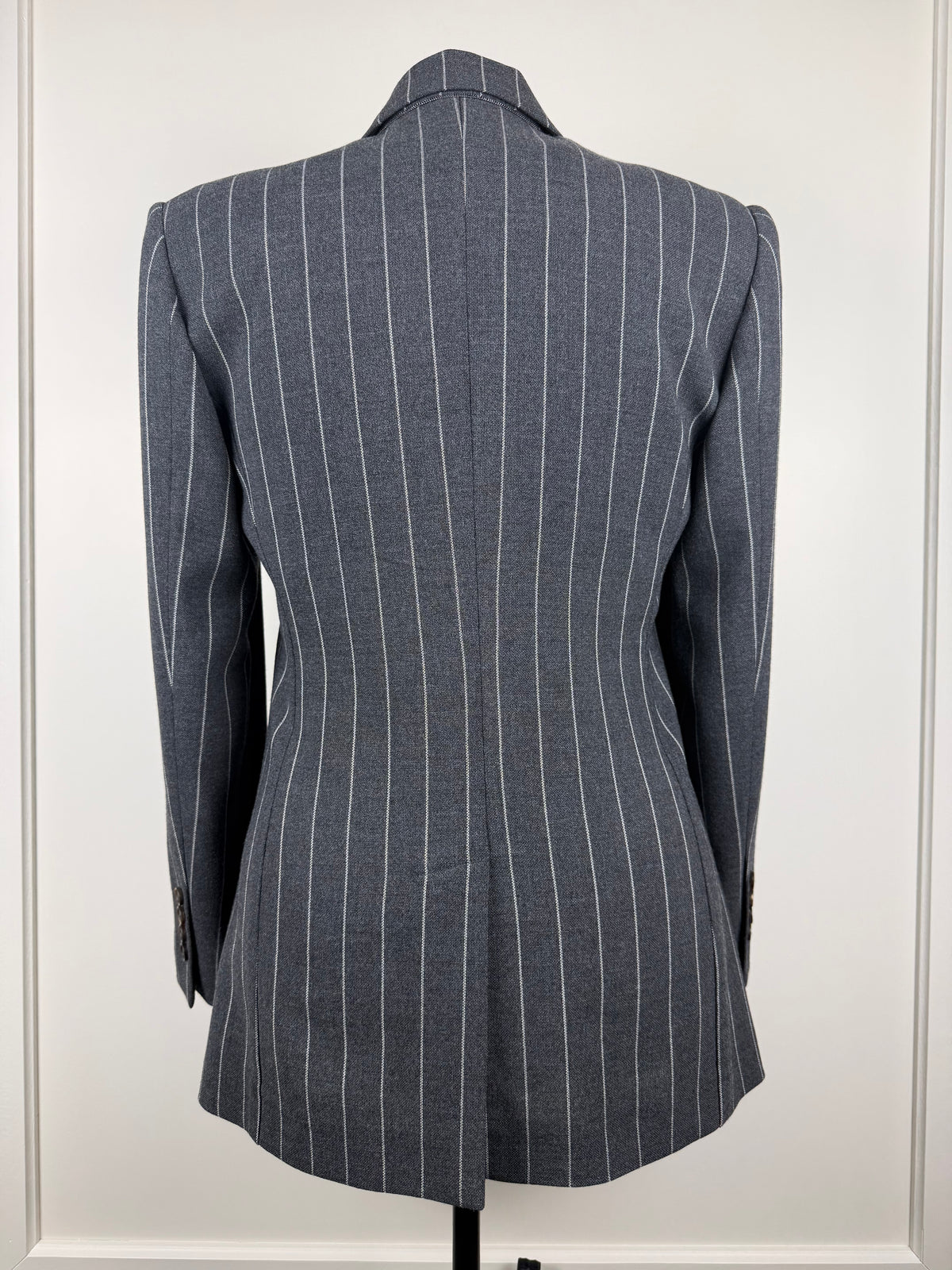 Brunello Cucinelli Striped Wool Blazer Grey White Sz. 40 DE (44 IT)