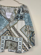 Etro Cotton Blouse White Blue Sz. 34 DE