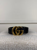 Gucci Gürtel mit GG-Schnalle – Schwarz/Gold – Gr. 80 cm