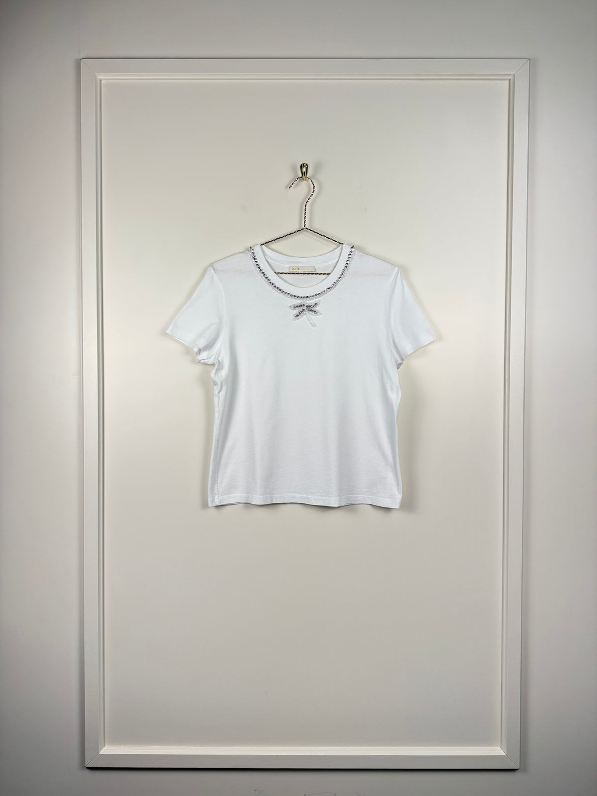 Maje T-Shirt mit Strass – Weiss – Gr. S (1)