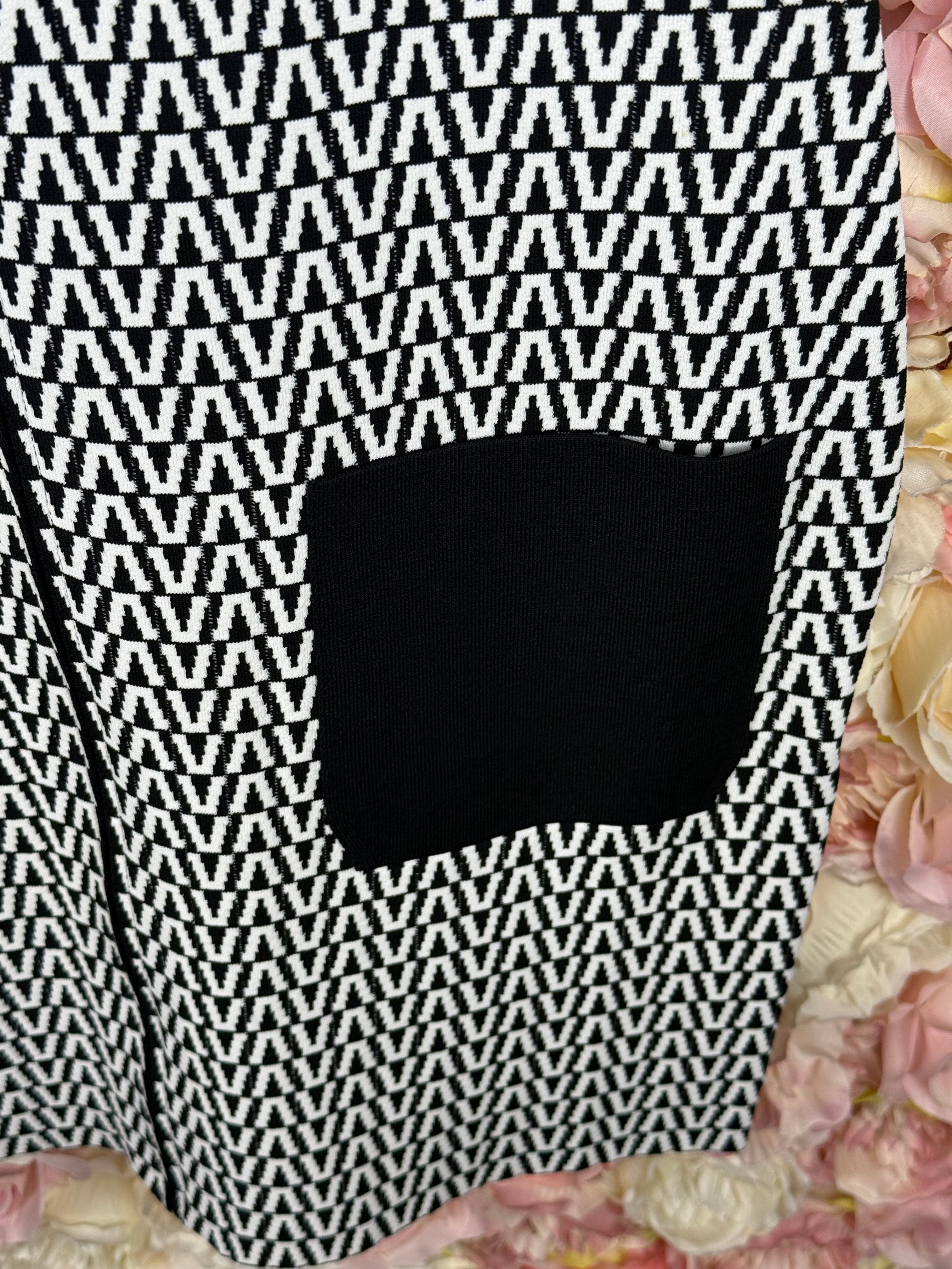 Valentino Stretch Dress Black White Sz. M
