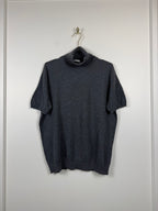 Brunello Cucinelli Kurzarm-Rollkragenpullover – Grau – Gr. XL