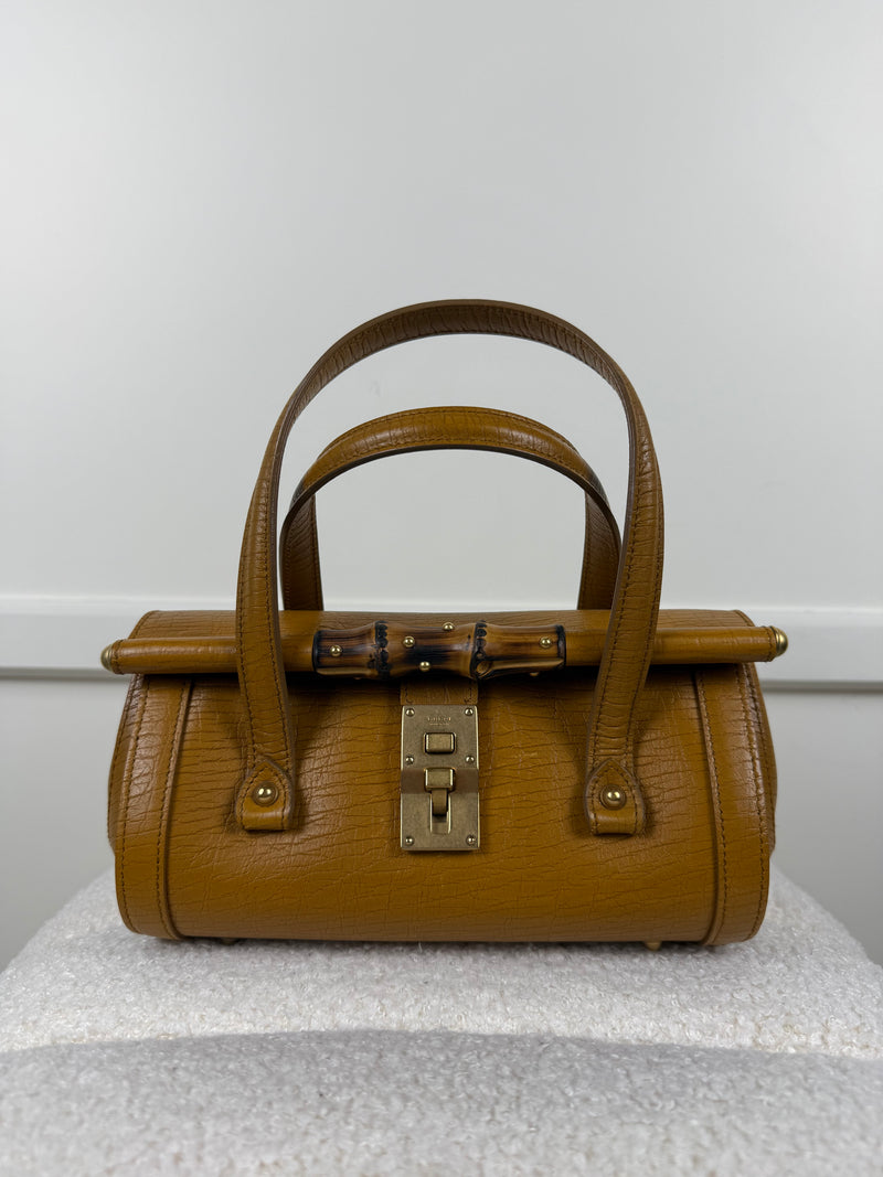 Gucci Kleine Bamboo Bullet Tasche – Camel