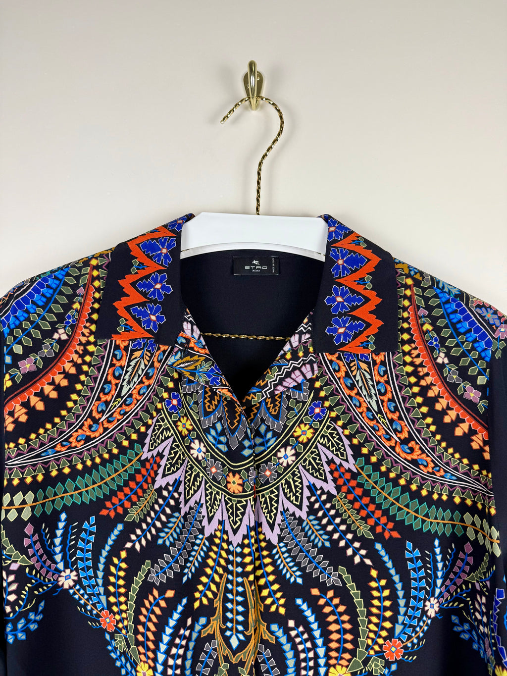 Etro Silk Shirt Black Multi Sz. 44 DE (48 IT)