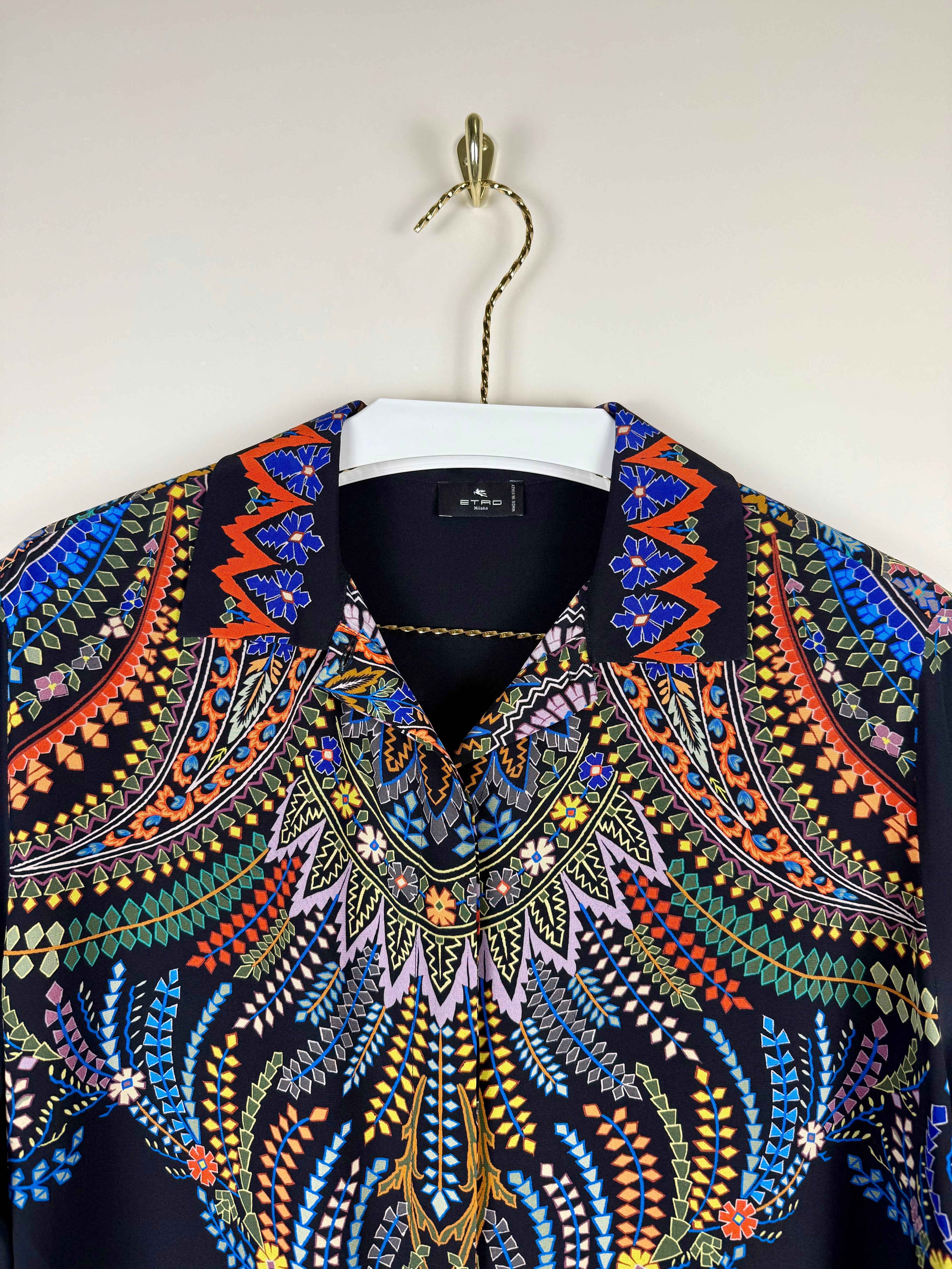 Etro Silk Shirt Black Multi Sz. 44 DE (48 IT)