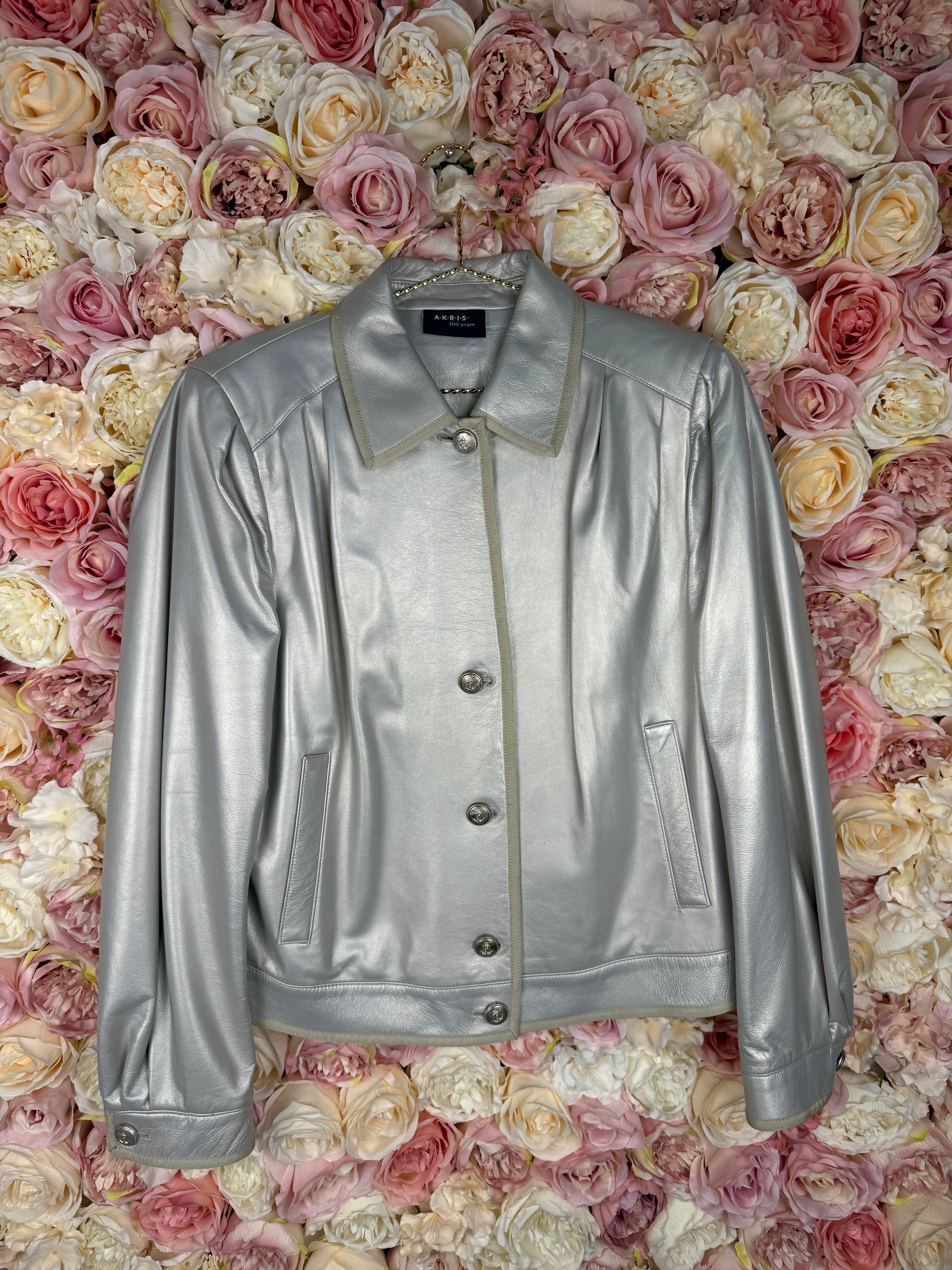 Akris 100 Years Leather Jacket Metallic Sz. 40 DE