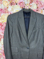 Akris Long Blazer Check Pattern
