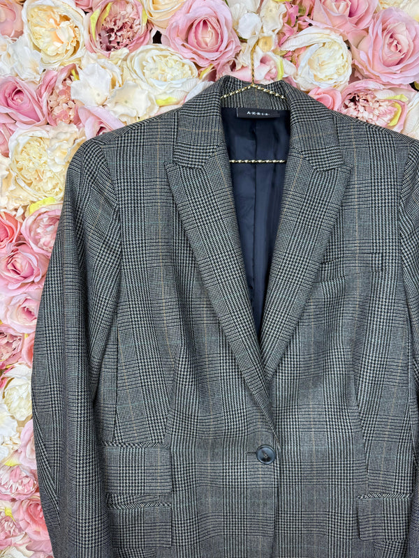 Akris Long Blazer Check Pattern