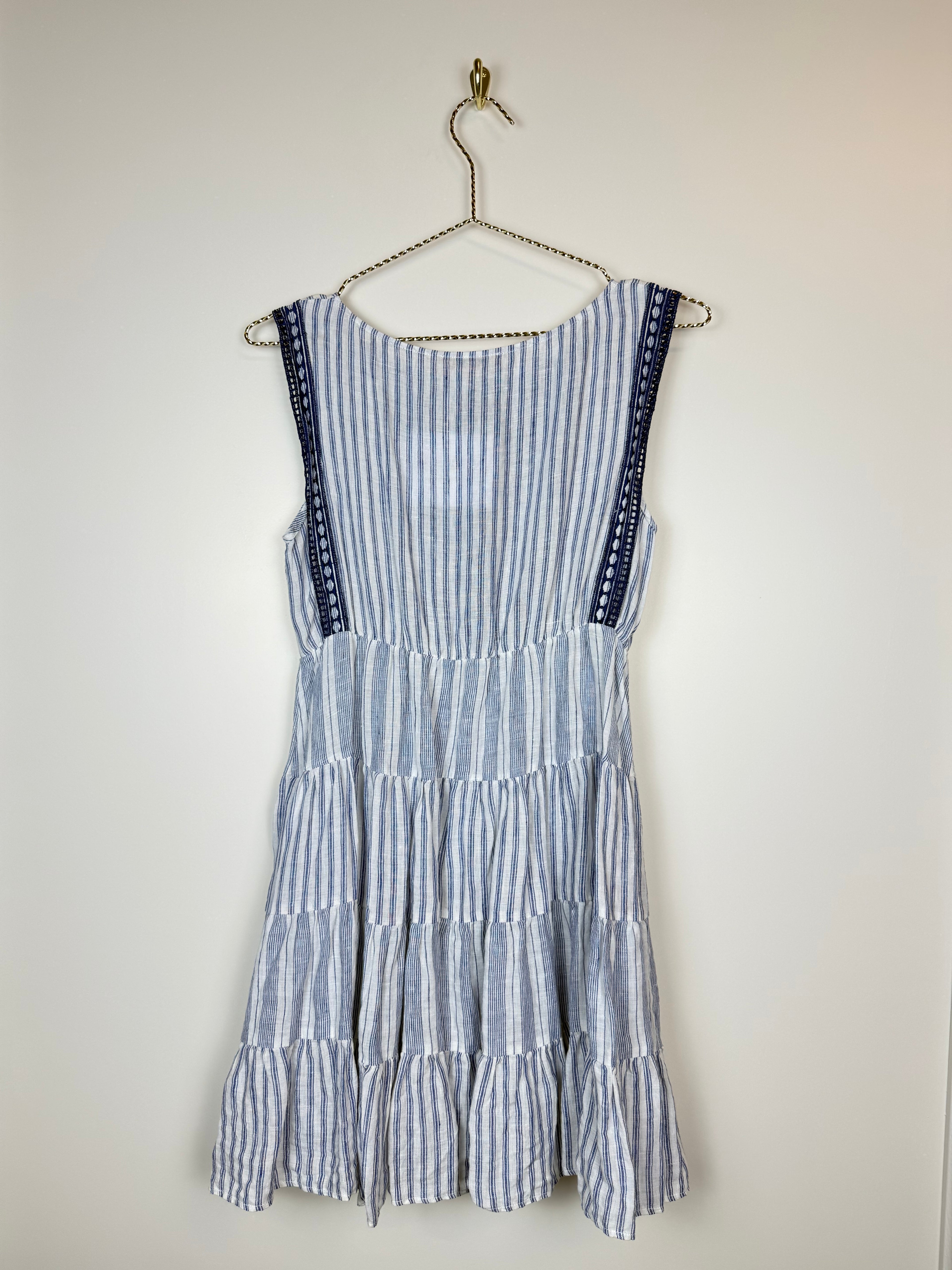 Ermanno Scervino Linen Dress Blue White Sz. XS