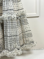 Elie Saab Resort 22 Kleid mit Gürtel – Weiss/Schwarz – Gr. 36 DE (38 FR)