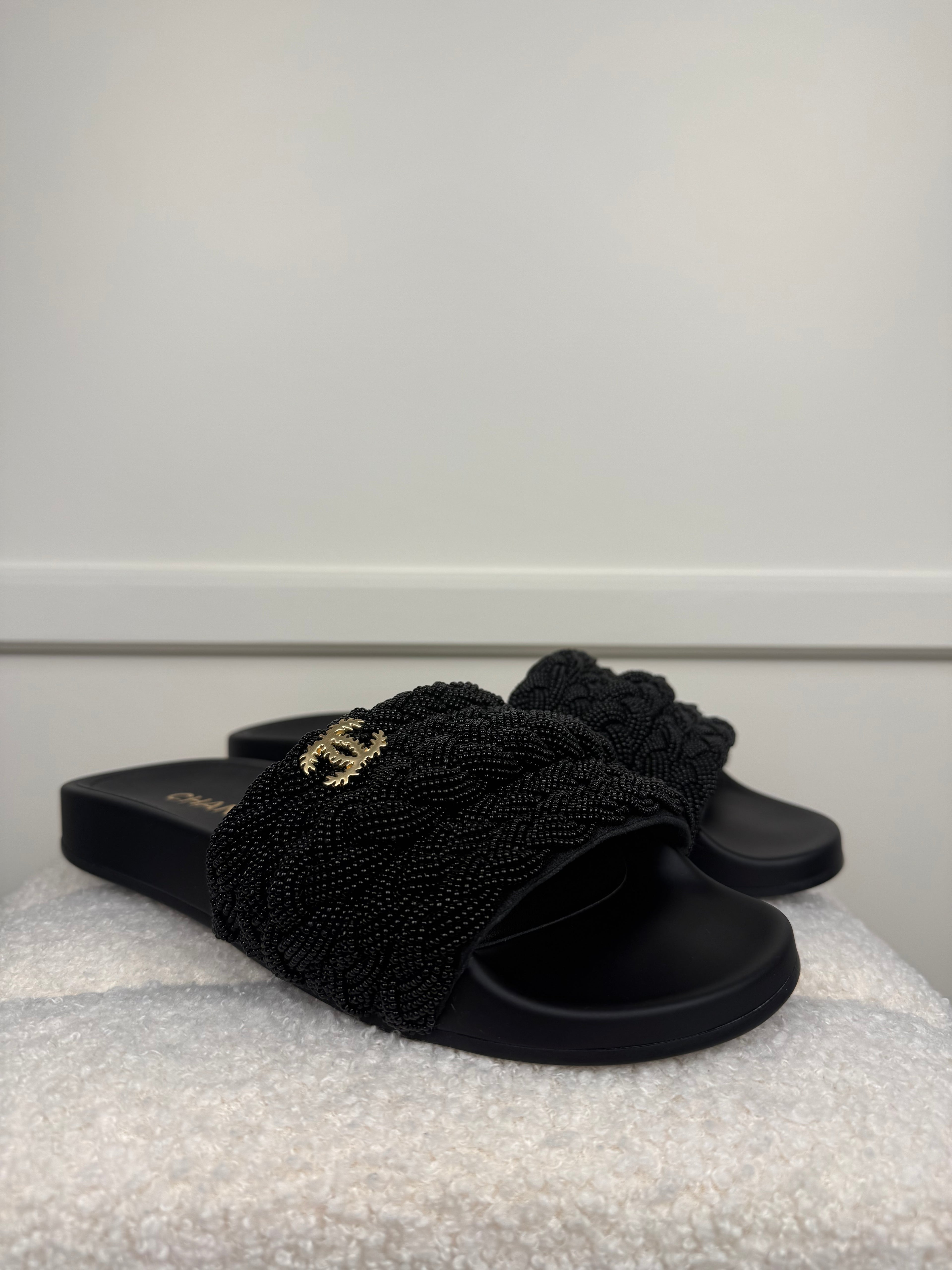 Chanel Slides with Beads Black Sz. 40 EU