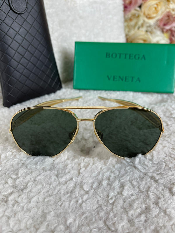 Bottega Veneta Sardine Aviator Sunglasses Gold