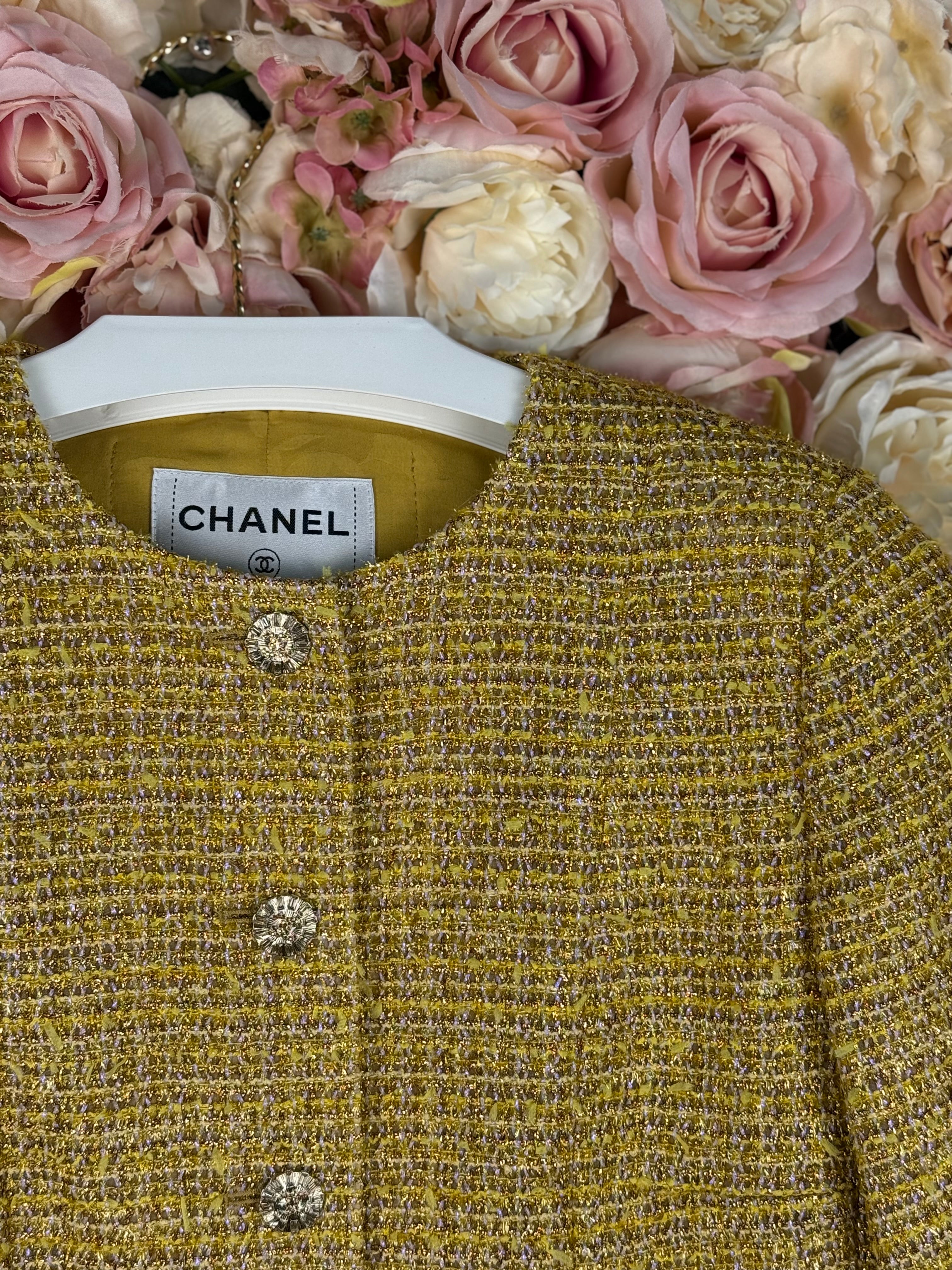 Chanel 2023 Tweed Jacket Gold Yellow Sz. 34 DE (36 FR)