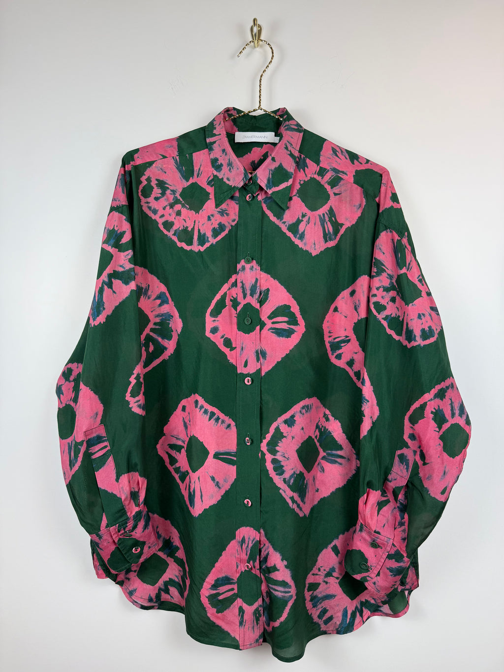 Zimmermann Bluse mit Blumenprint – Grün/Pink – Gr. M (1)
