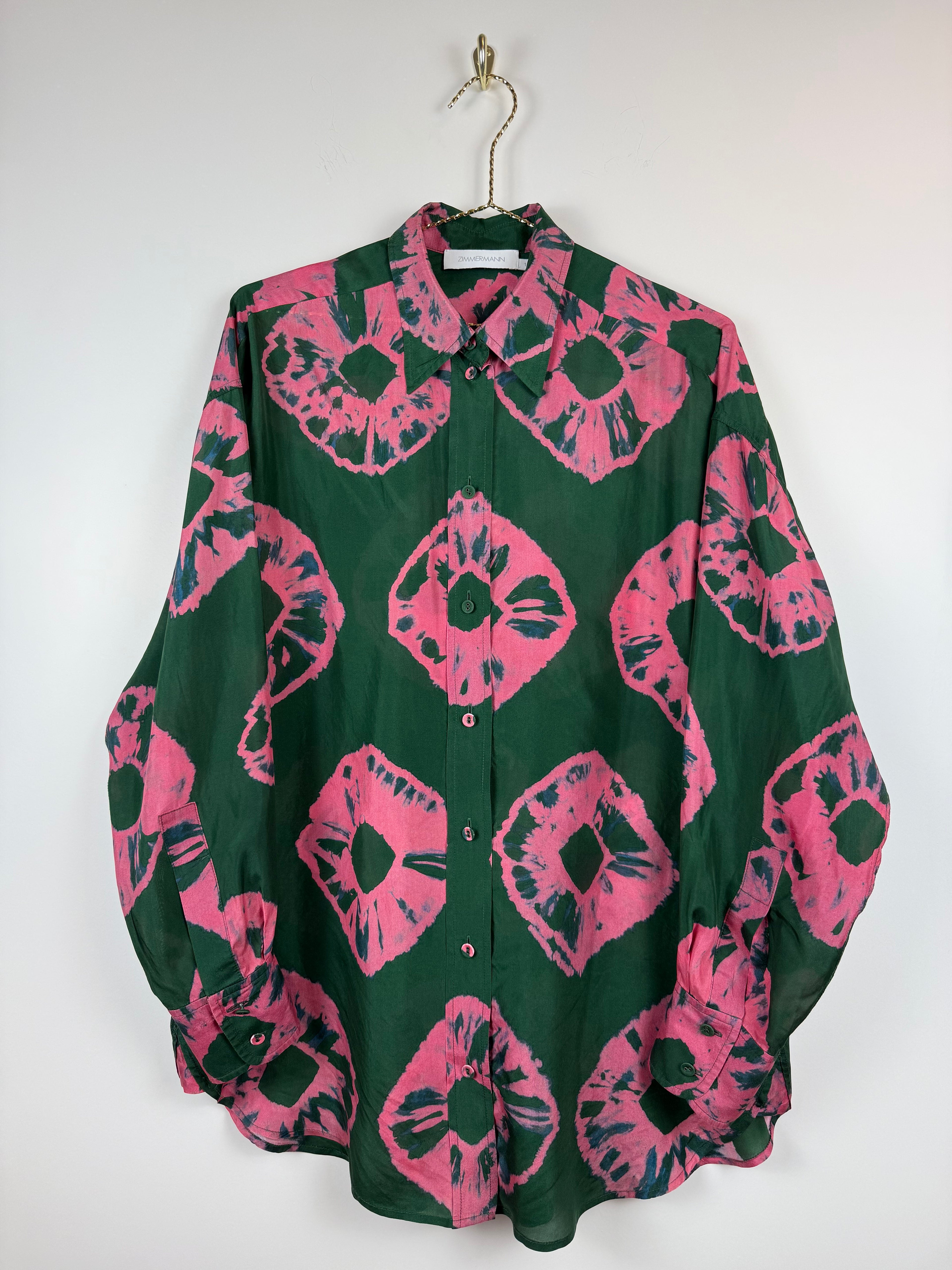 Zimmermann Bluse mit Blumenprint – Grün/Pink – Gr. M (1)