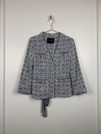 Maje Tweed-Jäcklein – Blau/Weiss – Gr. 32 DE (34 FR)