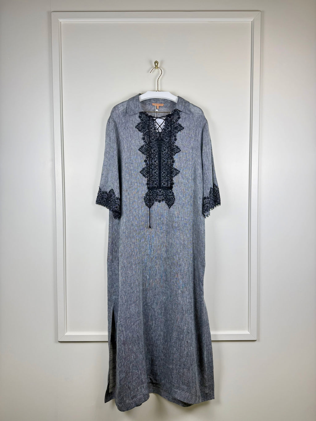 Ermanno Scervino Linen Tunic with Lace Details Grey Sz. M