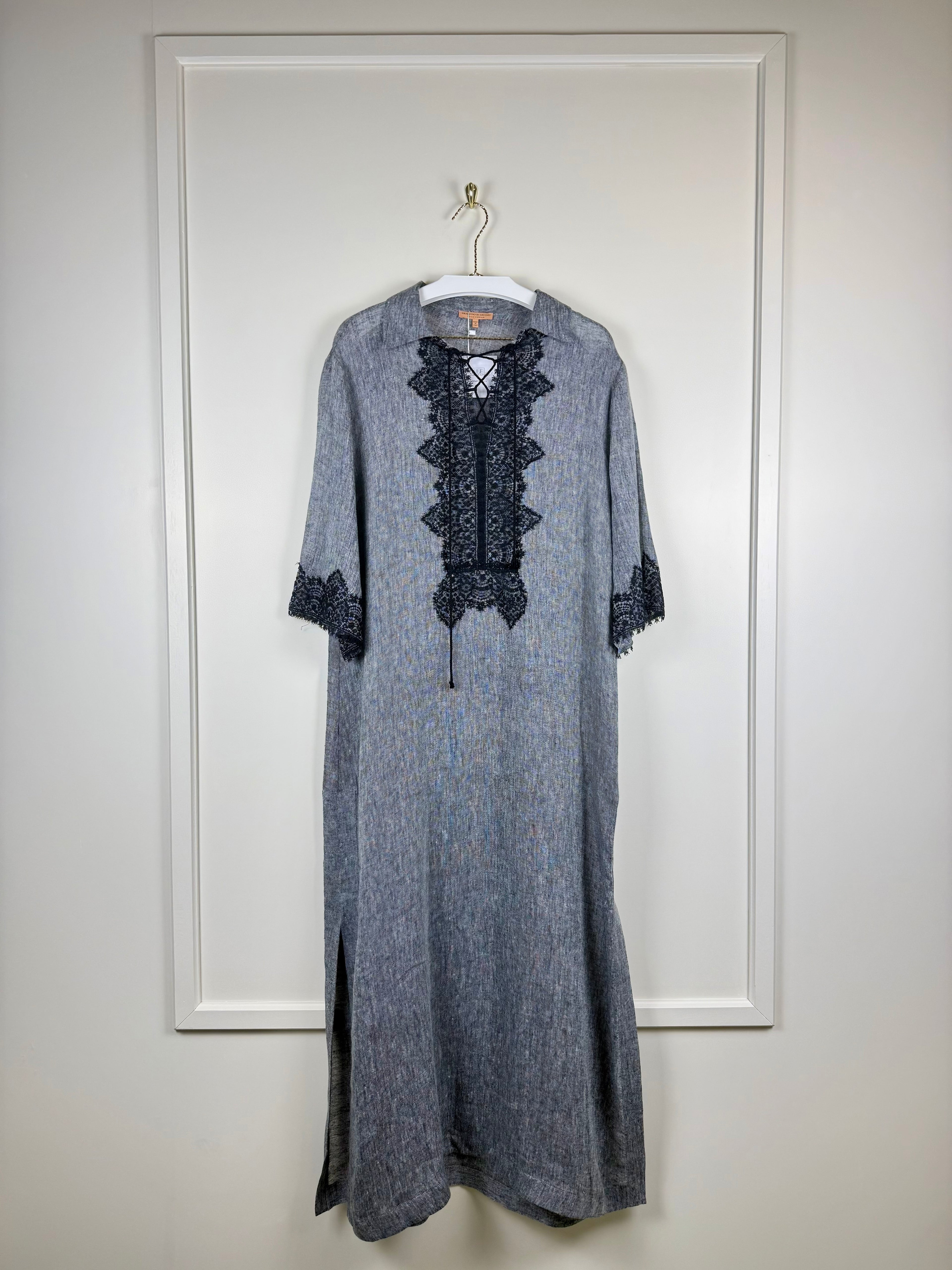 Ermanno Scervino Linen Tunic with Lace Details Grey Sz. M