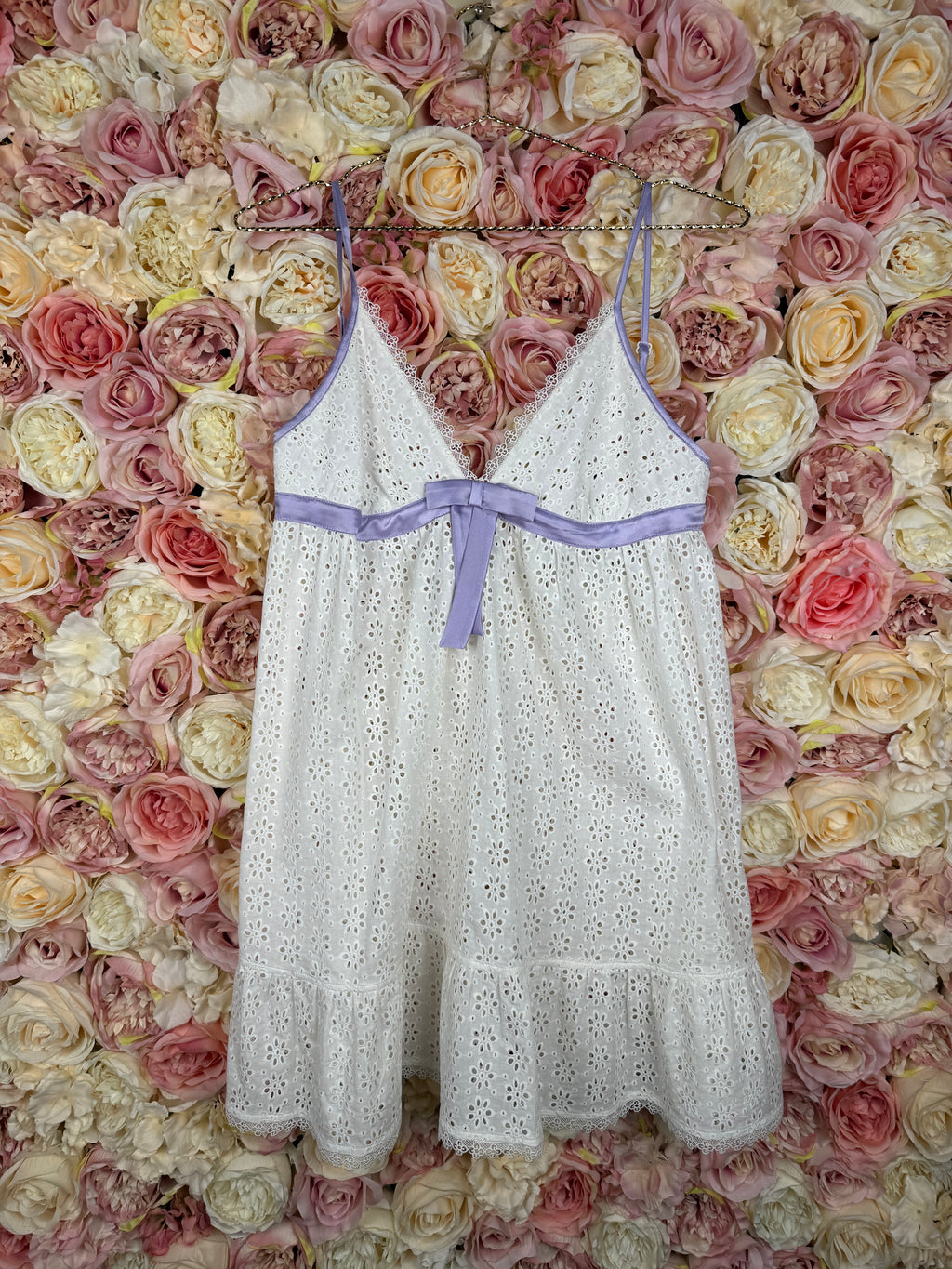 Luminess Babydoll Dress White Purple Sz. Estm. M