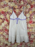 Luminess Babydoll Dress White Purple Sz. Estm. M