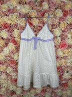 Luminess Babydoll Dress White Purple Sz. Estm. M