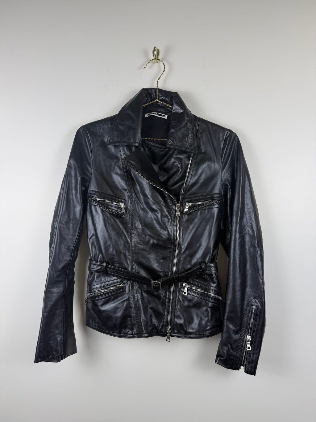 Jil Sander Lederjacke – Schwarz – Gr. 34 DE