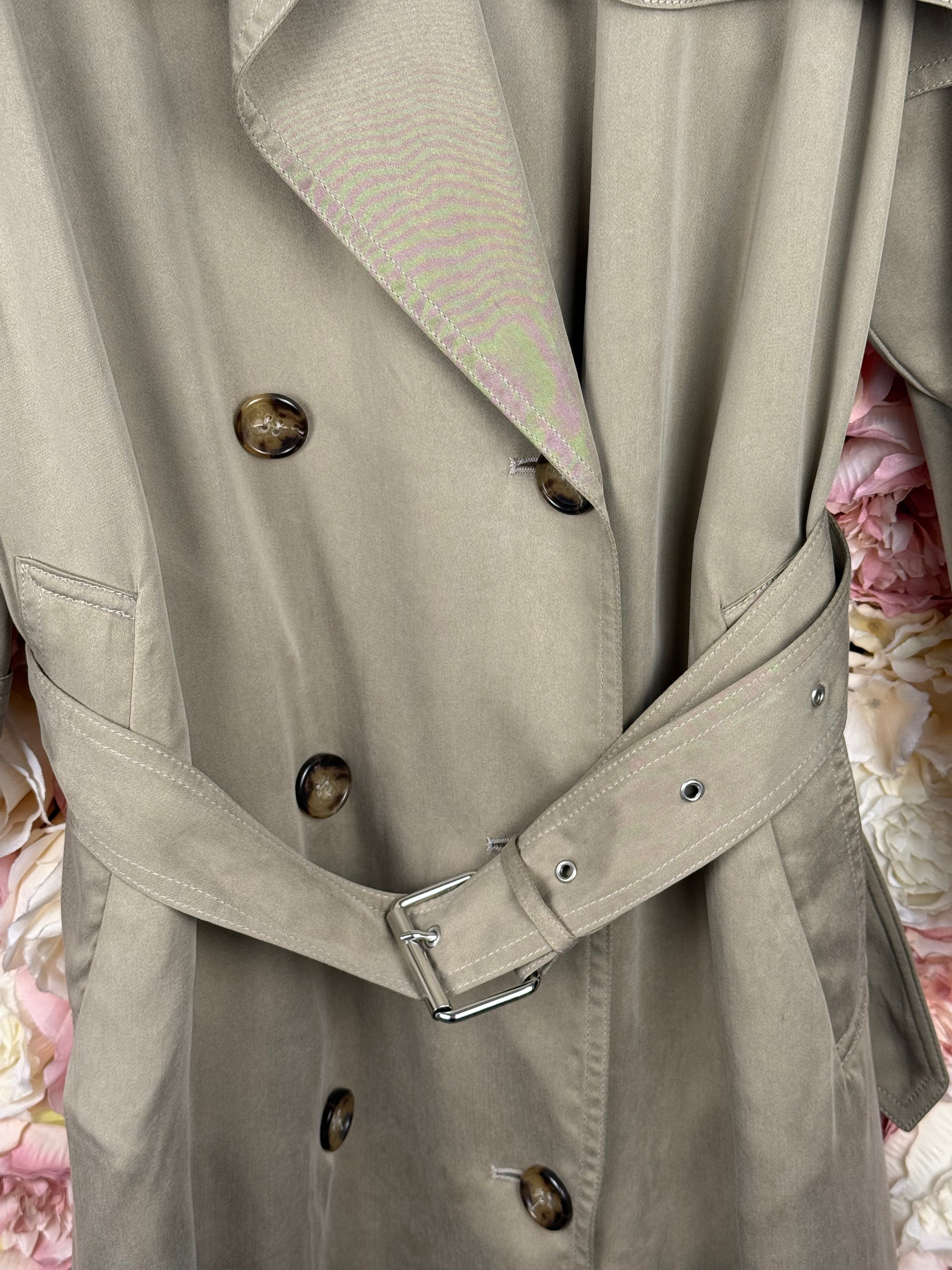 Faith Connexion Thin Trench Coat Green Sz. M