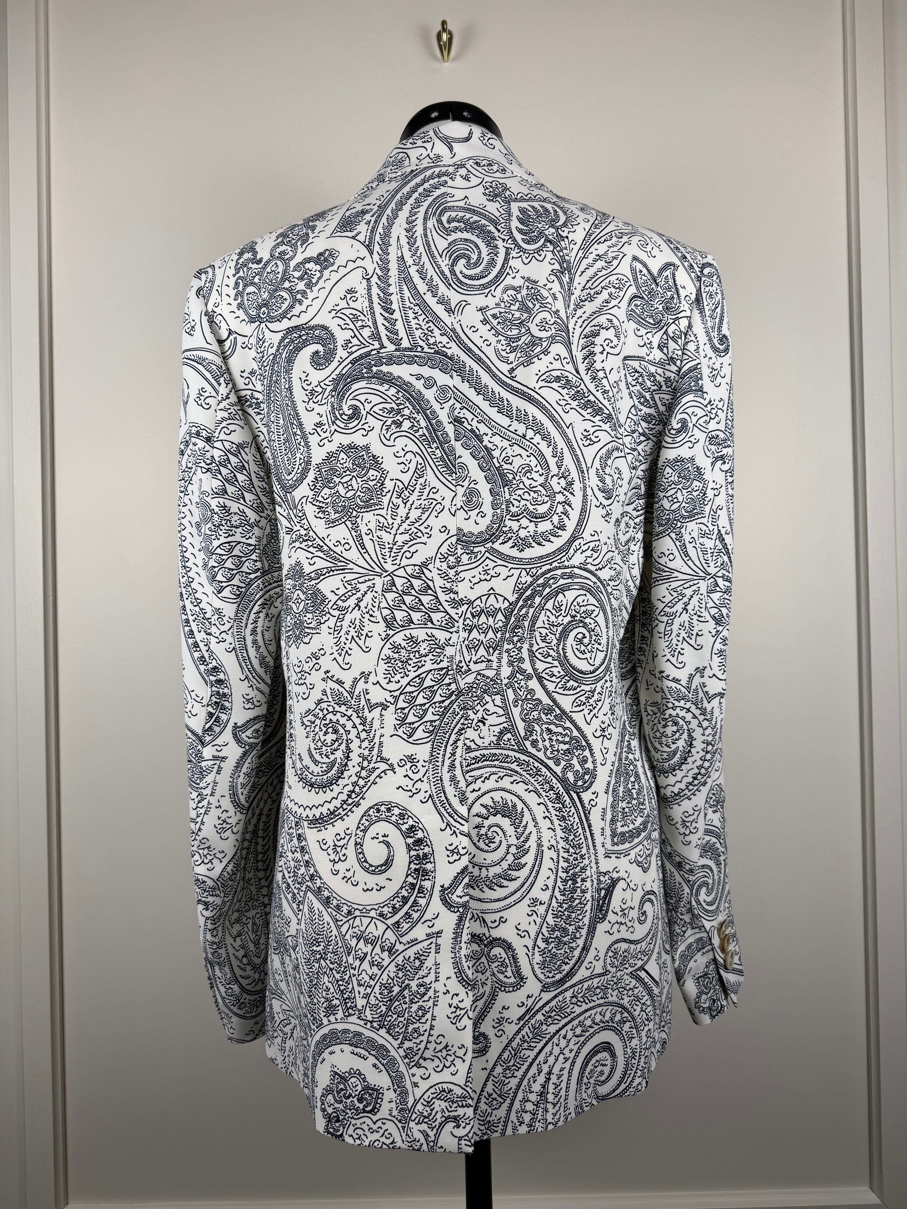 Etro Blazer Paisley Print White Dark Blue Sz. 38 DE & 34 DE