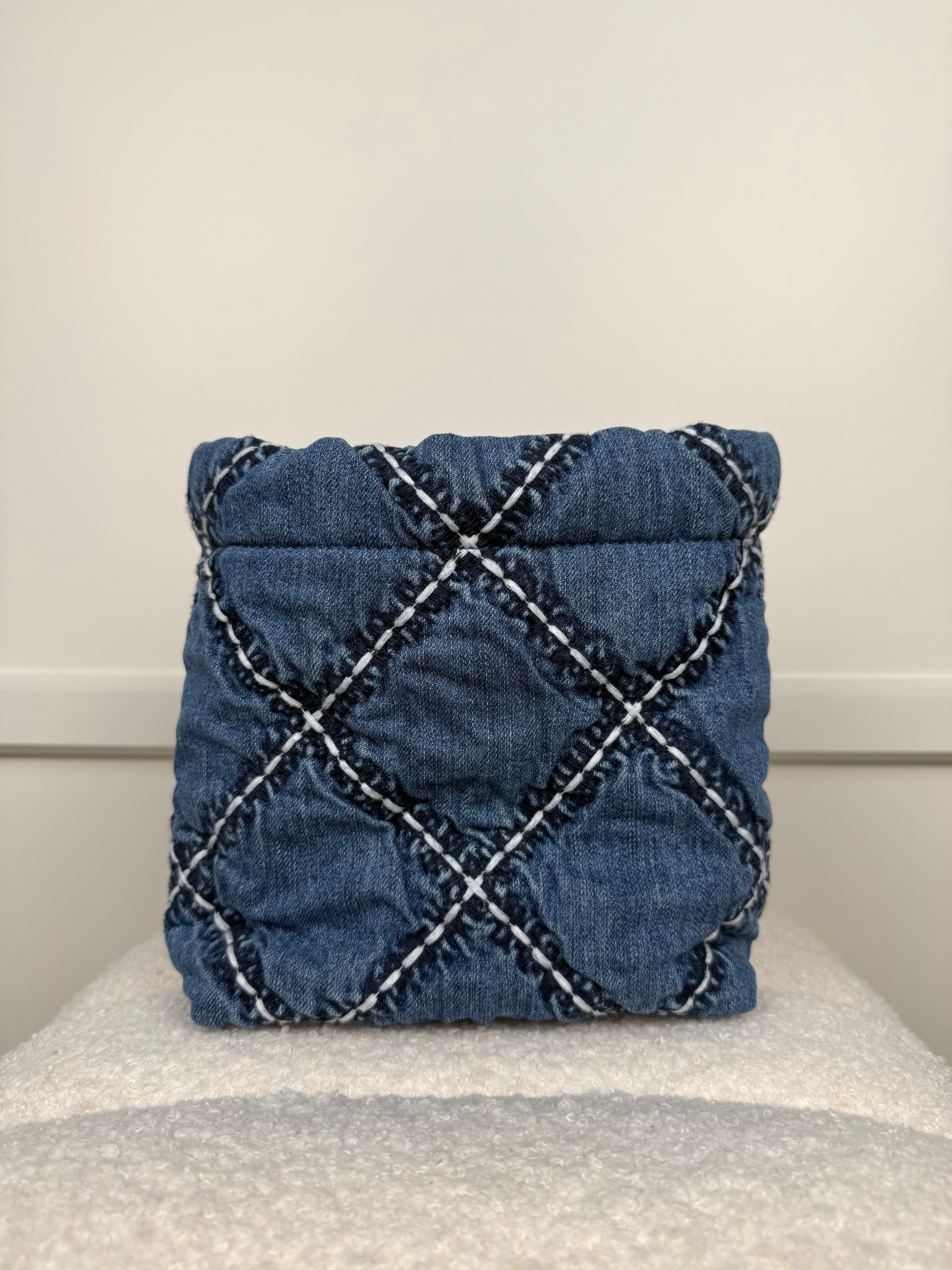 Chanel Mini 22 Stitched Denim SHDW Blue Bag