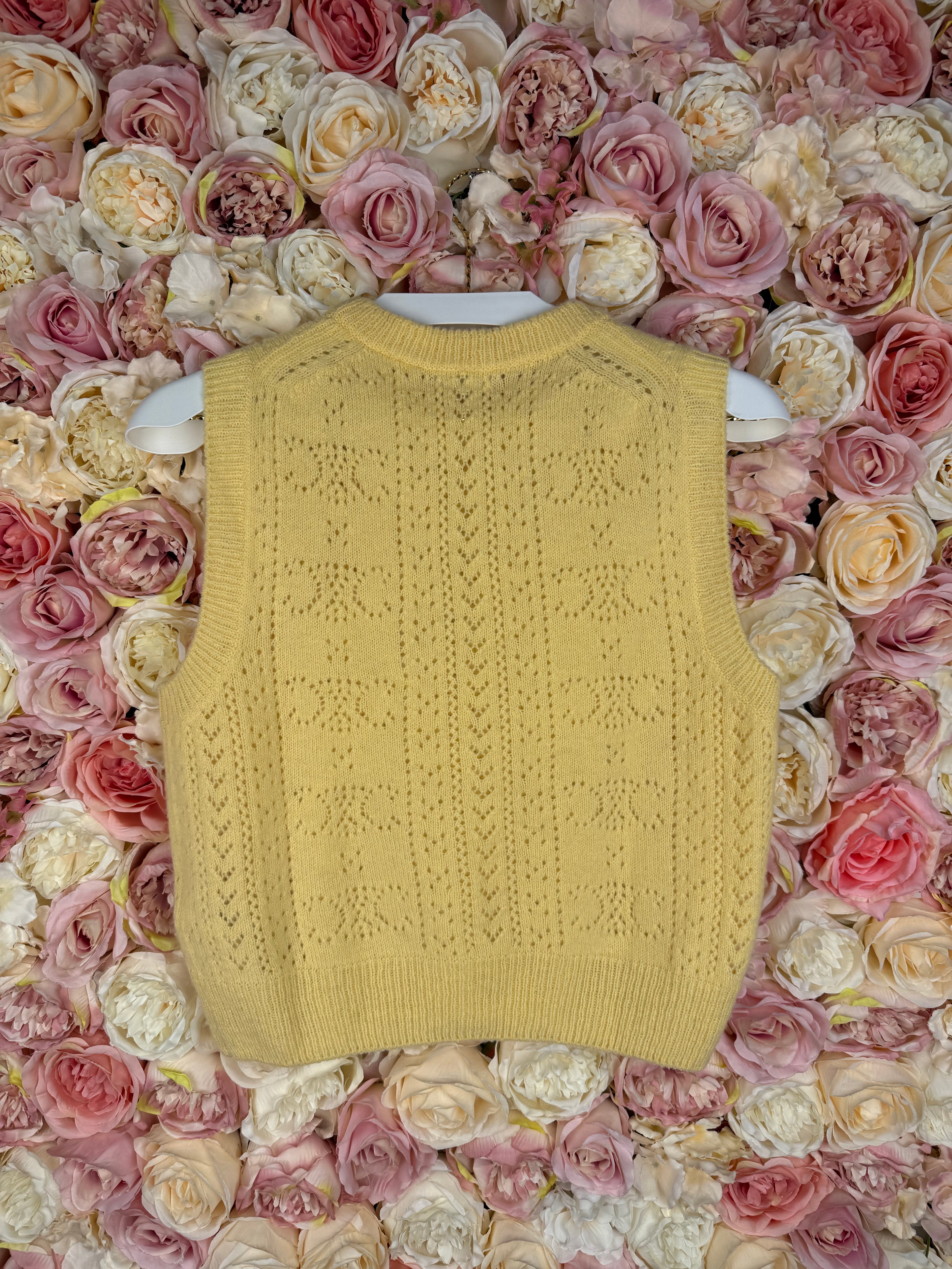 Celine Wool Sweater Vest Yellow Sz. M