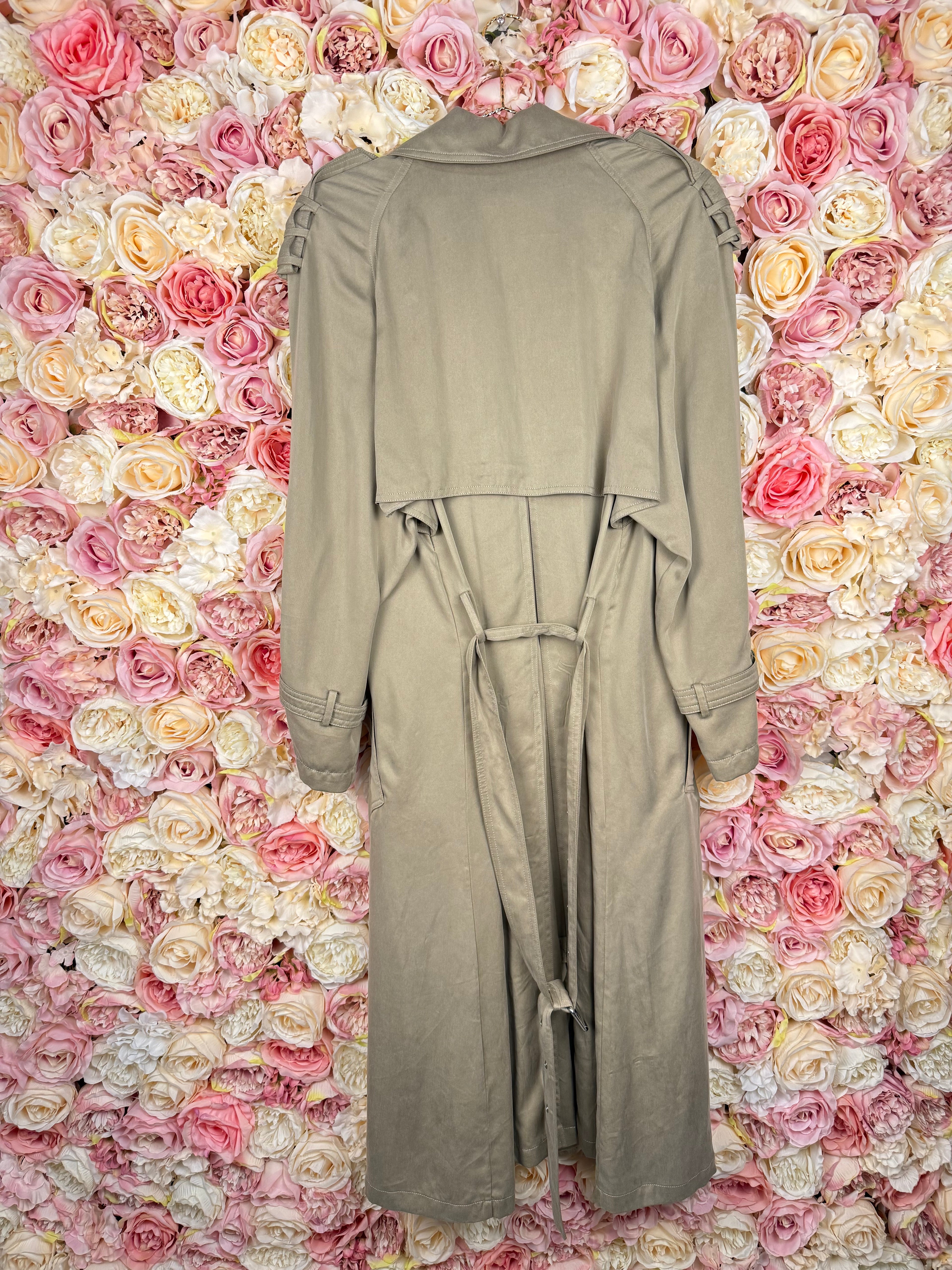 Faith Connexion Thin Trench Coat Green Sz. M