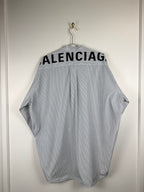 Balenciaga Oversized Striped Cotton Shirt White Blue Sz. 34 DE (36 FR)