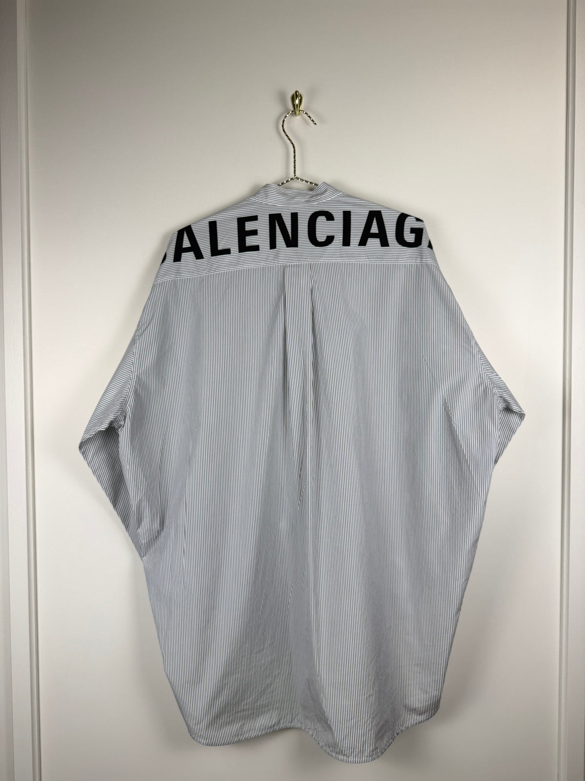 Balenciaga Oversized Striped Cotton Shirt White Blue Sz. 34 DE (36 FR)